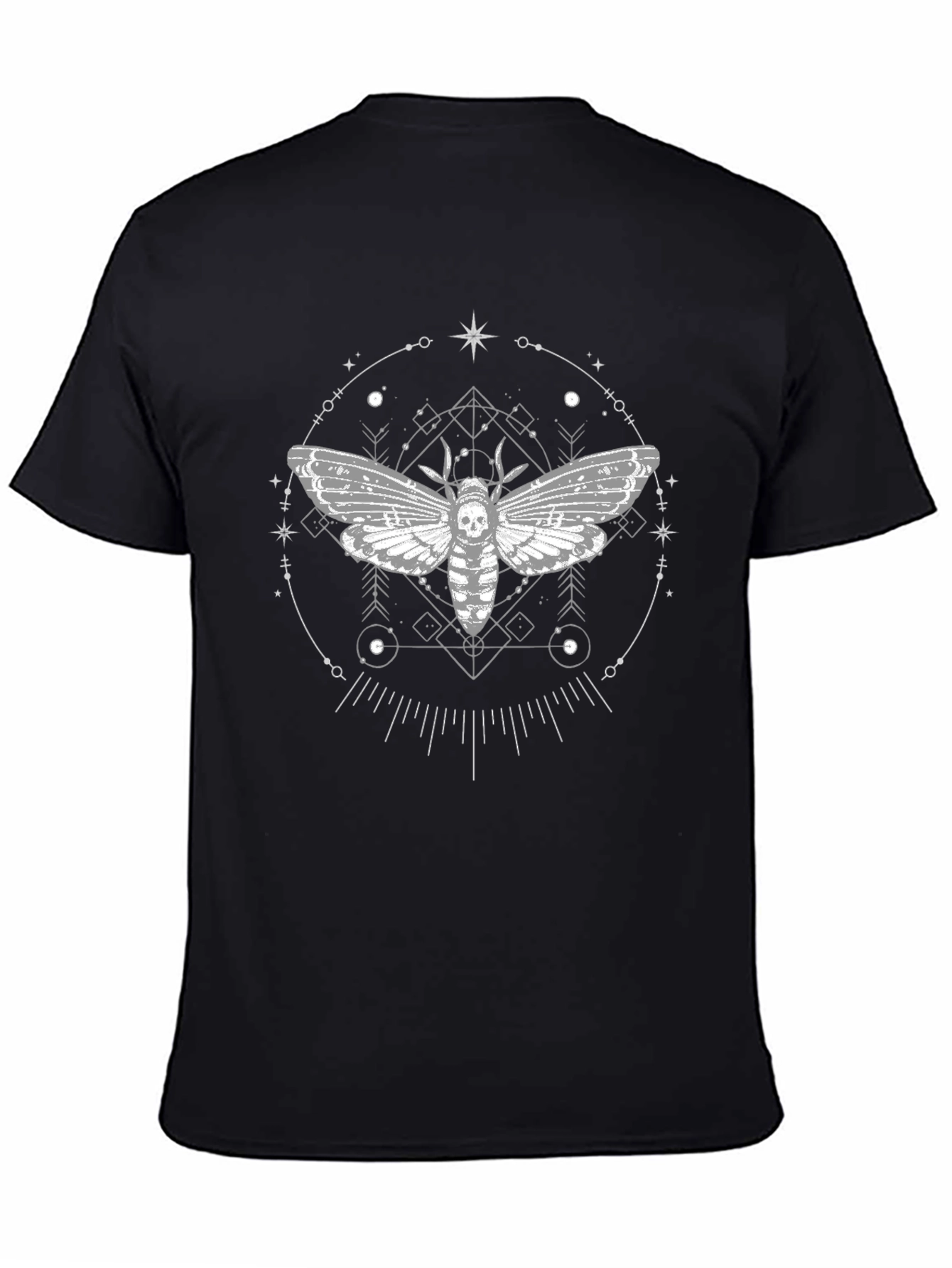 Skull Moth Graphic Tee - Black Crew Neck T-Shirt