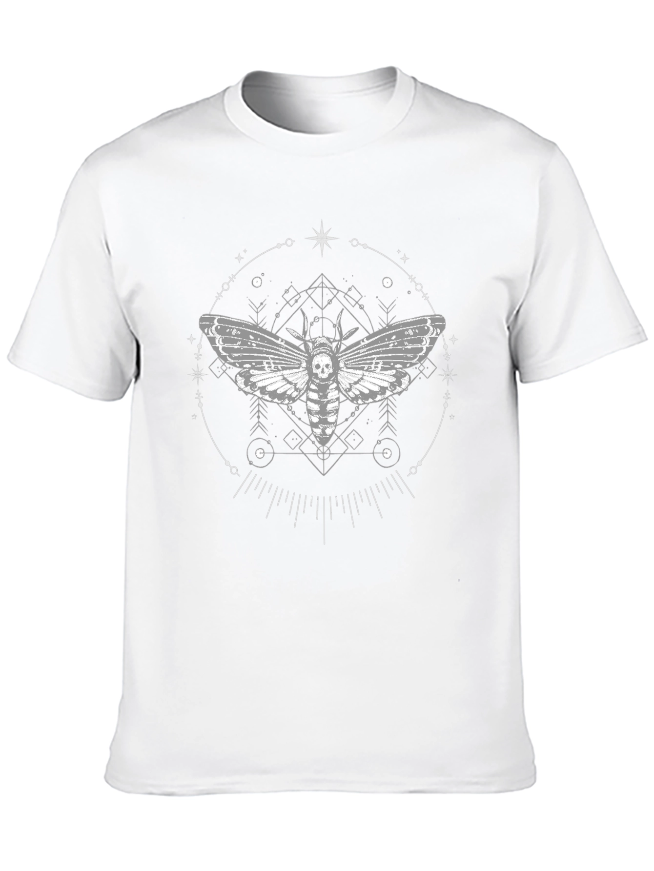 Skull Moth Graphic Tee - Black Crew Neck T-Shirt