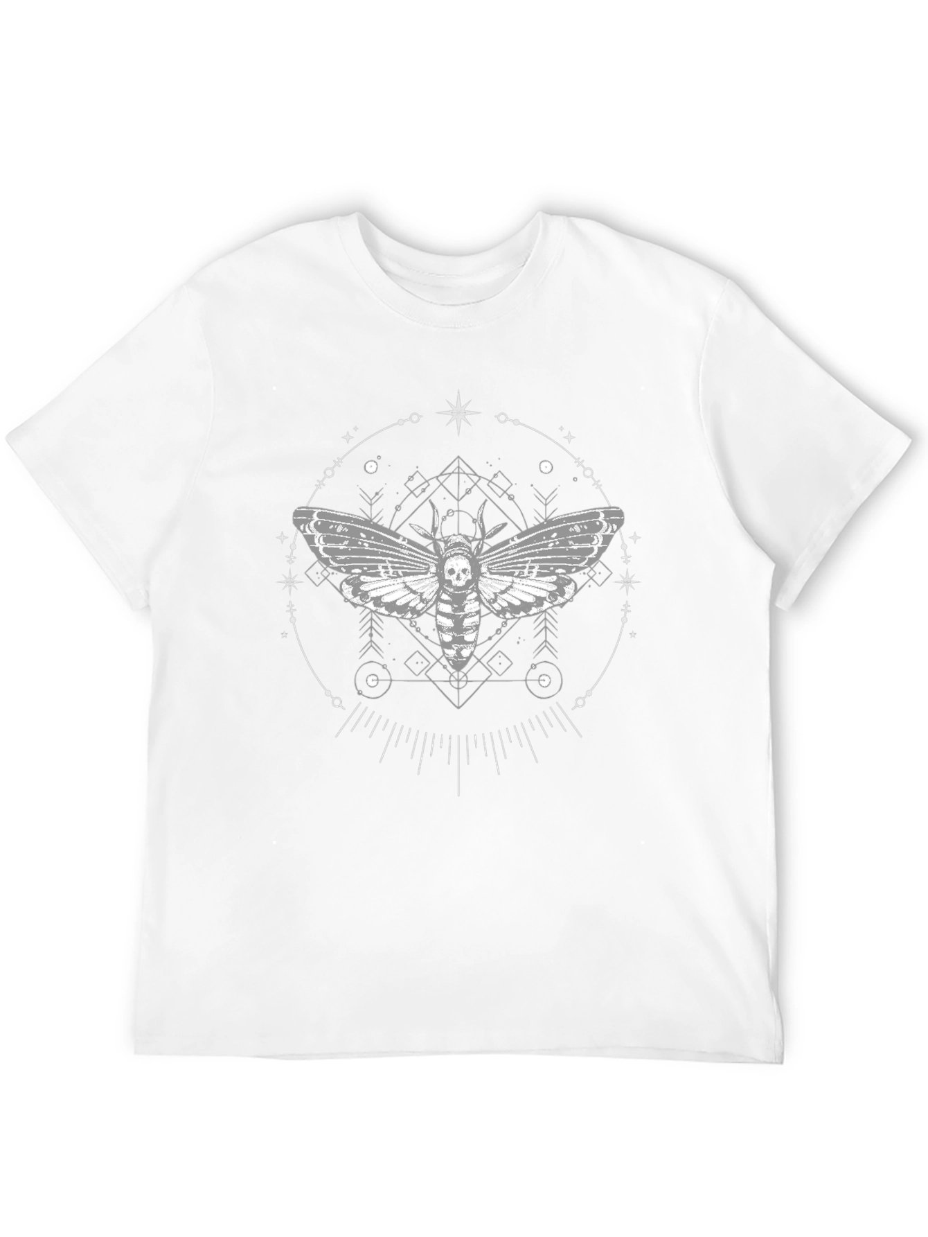 Skull Moth Graphic Tee - Black Crew Neck T-Shirt