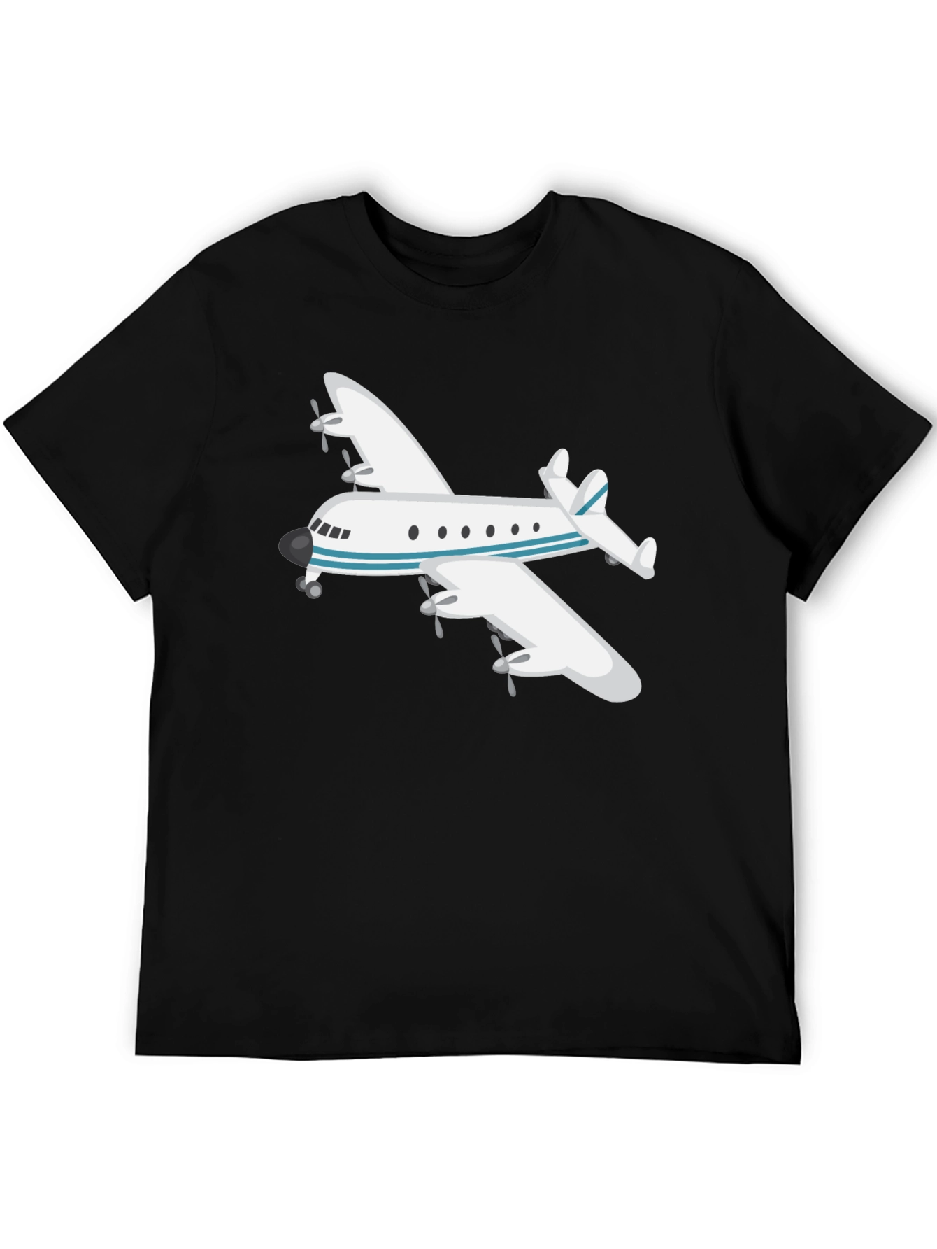 Airplane Graphic Tee - Black Crew Neck T-Shirt