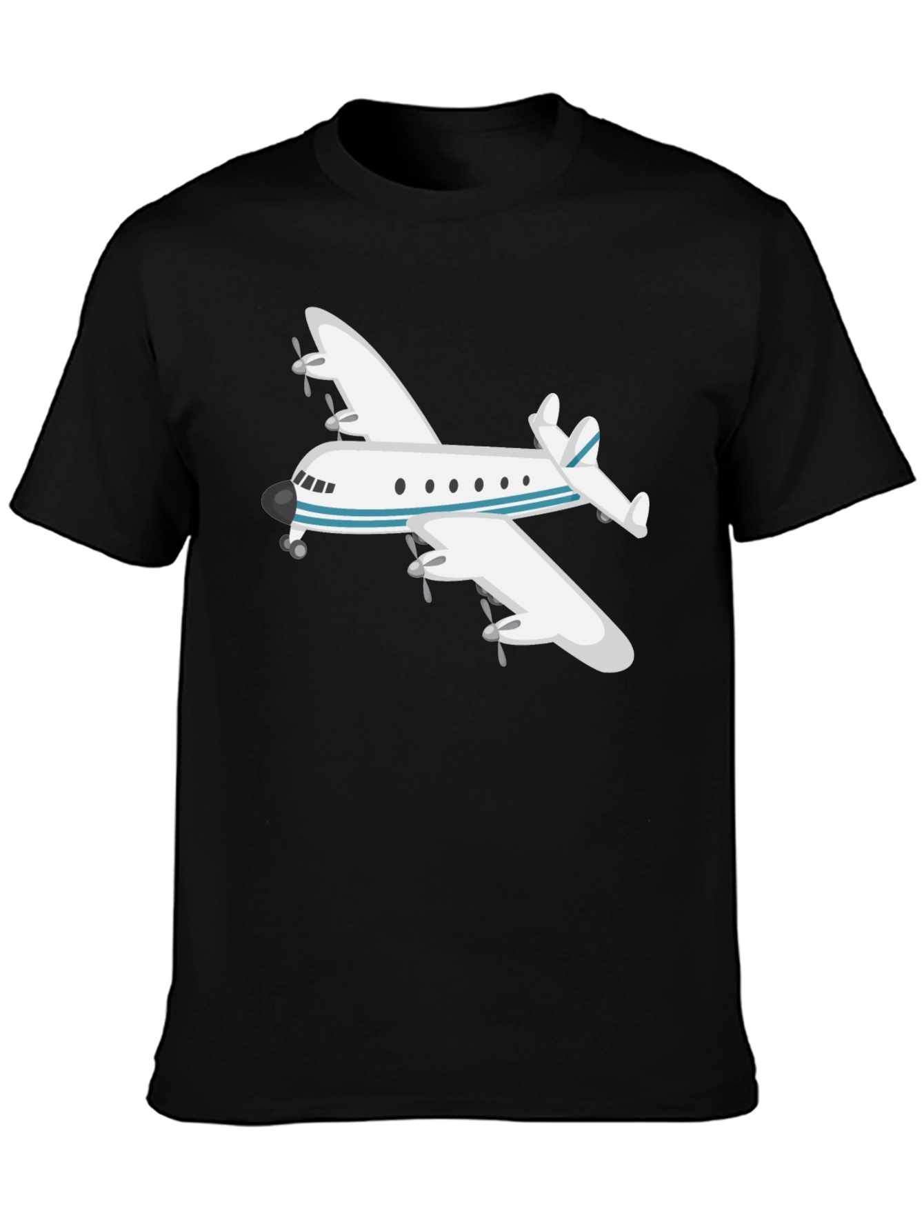 Airplane Graphic Tee - Black Crew Neck T-Shirt