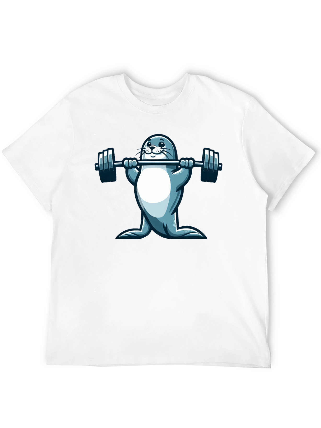 Seal Lifting Weights Graphic T-Shirt - Black