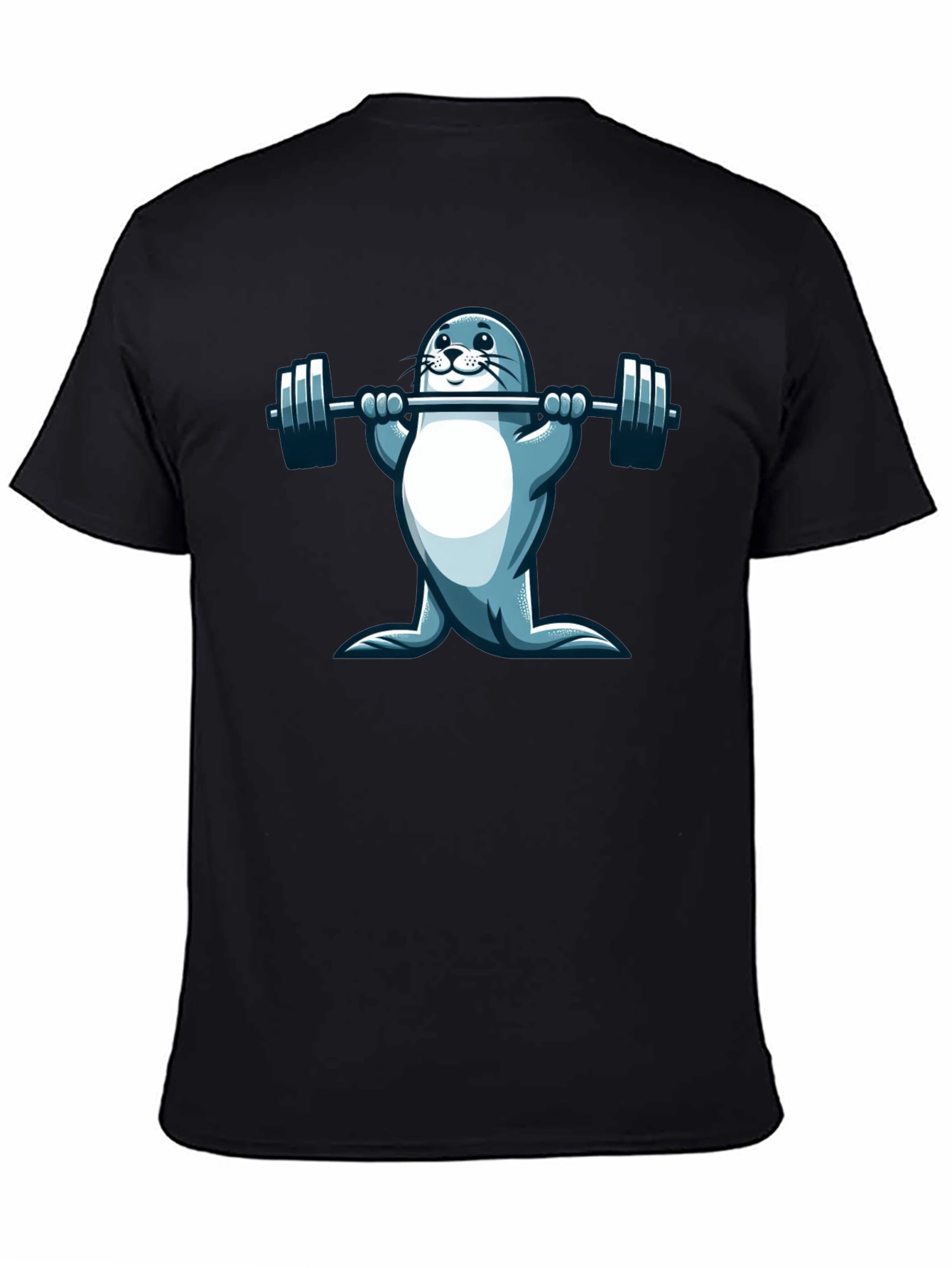 Seal Lifting Weights Graphic T-Shirt - Black