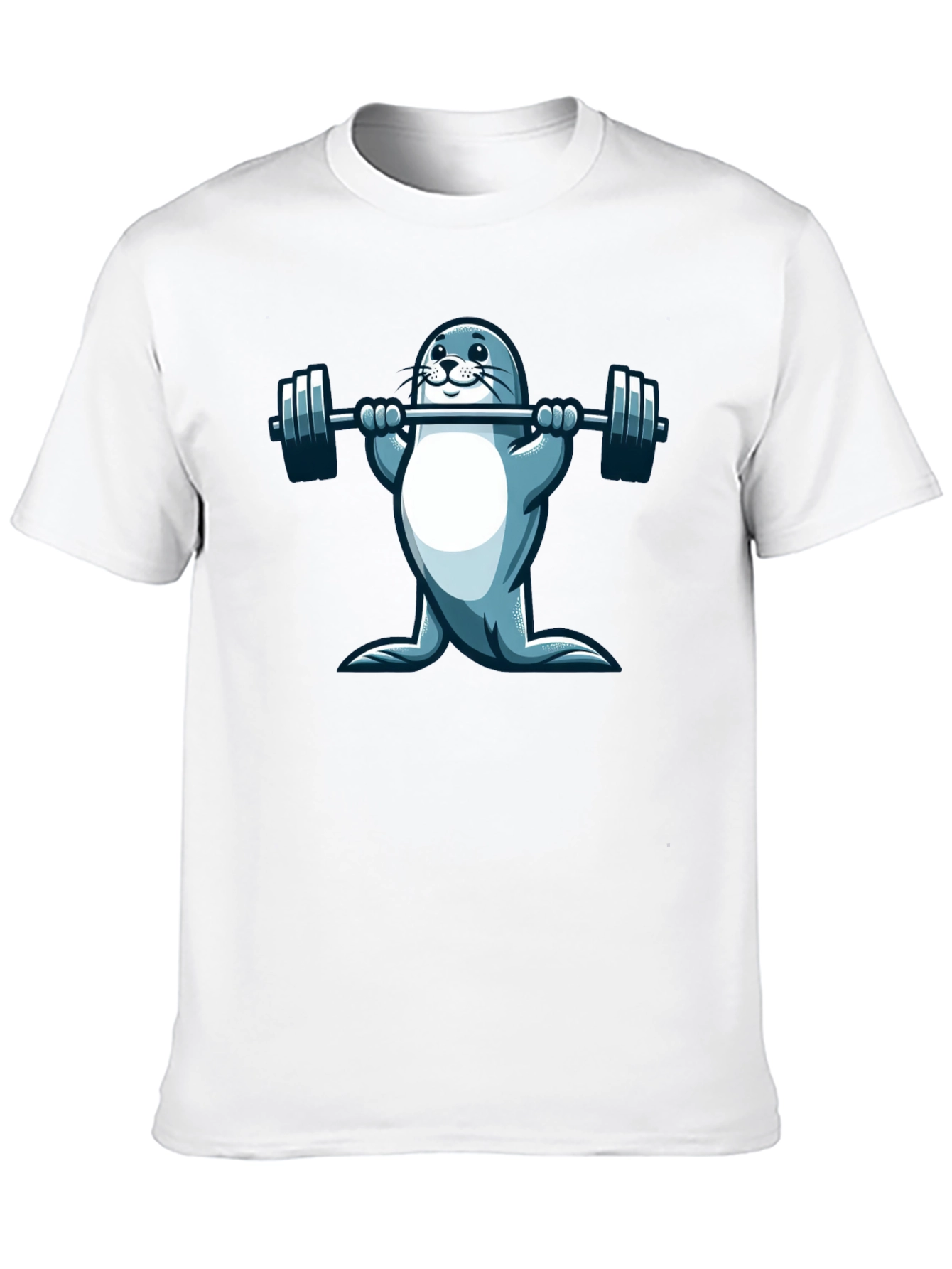 Seal Lifting Weights Graphic T-Shirt - Black