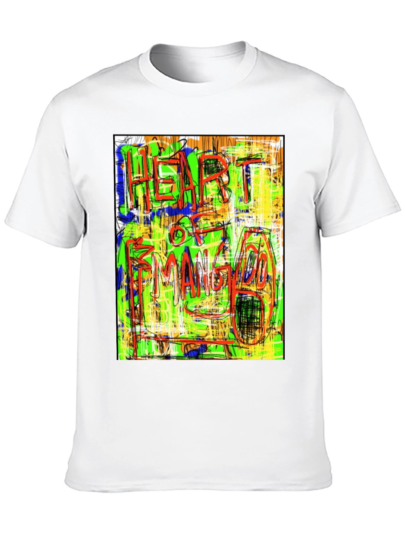 Abstract Heart of Mango Print Black T-Shirt