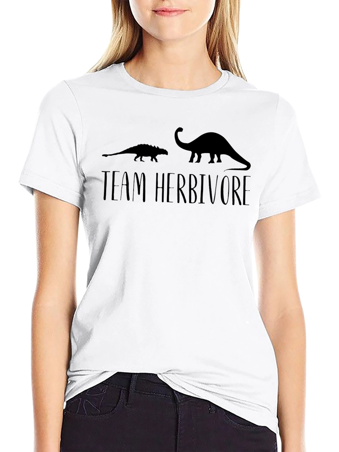 Team Herbivore Black T-Shirt - Dinosaur Graphic Tee
