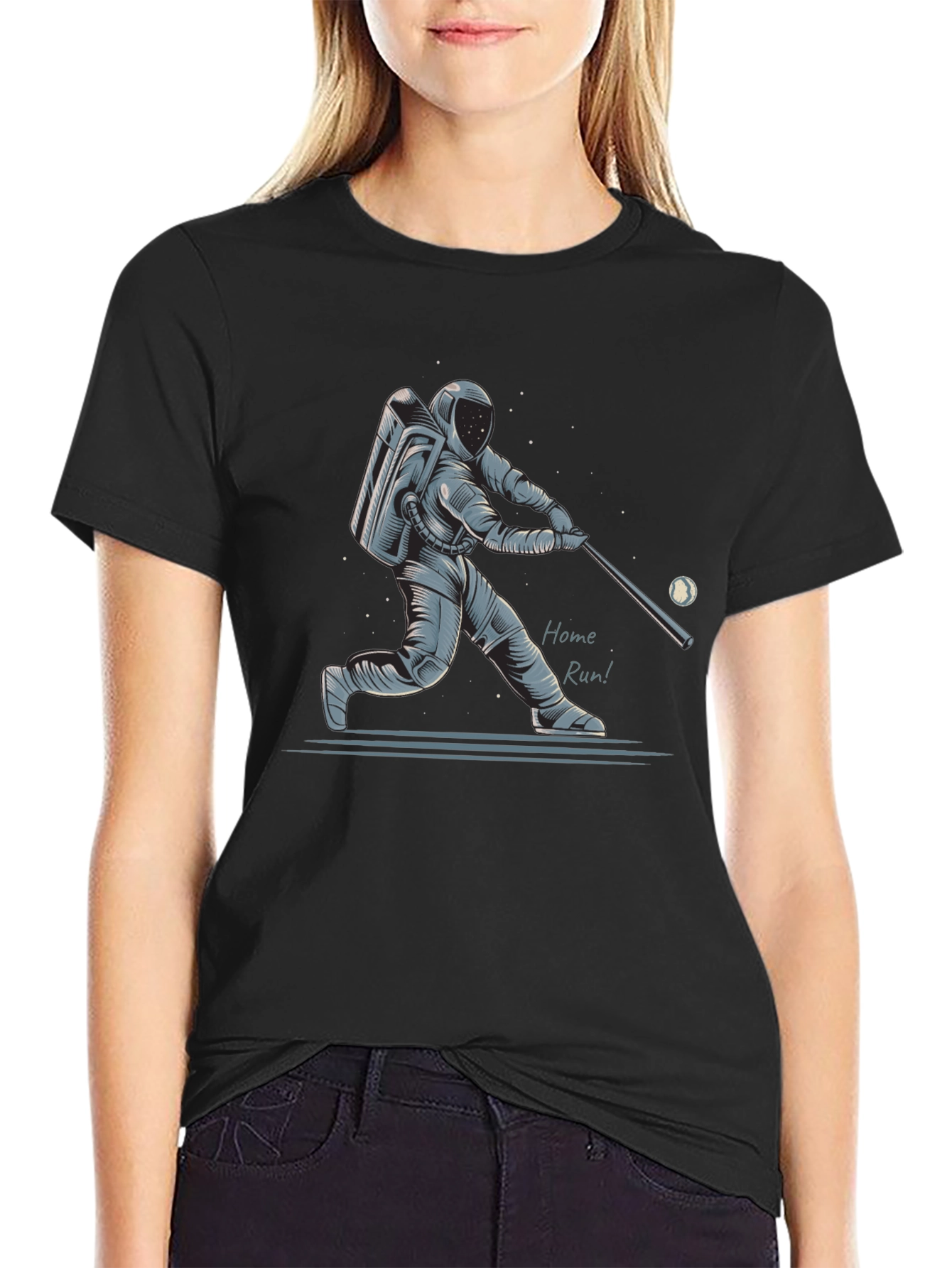 Astronaut Baseball Home Run Graphic T-Shirt