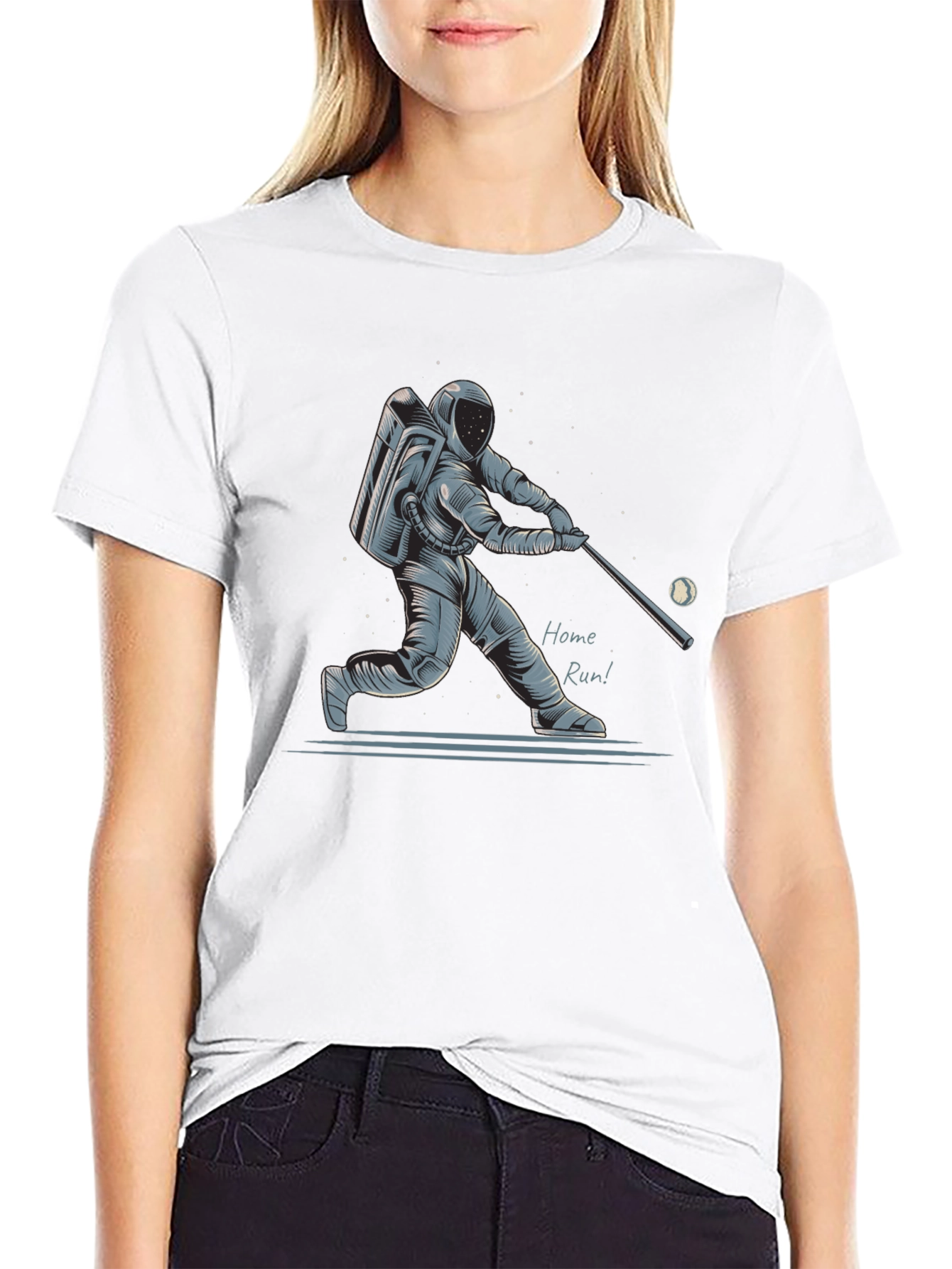 Astronaut Baseball Home Run Graphic T-Shirt