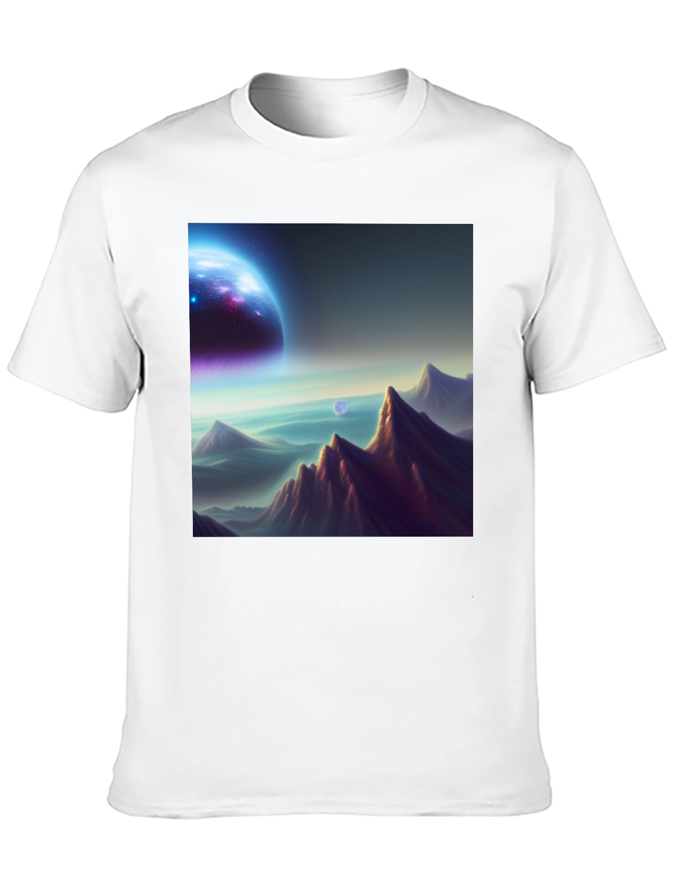 Cosmic Landscape Graphic Tee - Black Cotton Blend