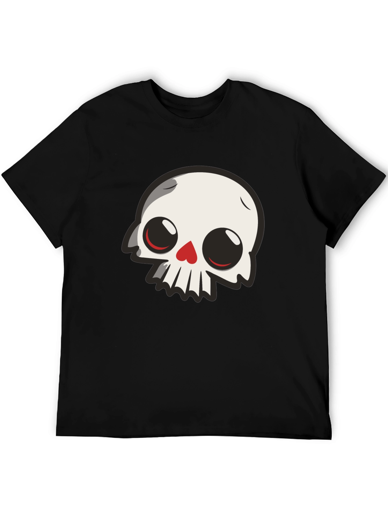 Cartoon Skull Graphic Black T-Shirt