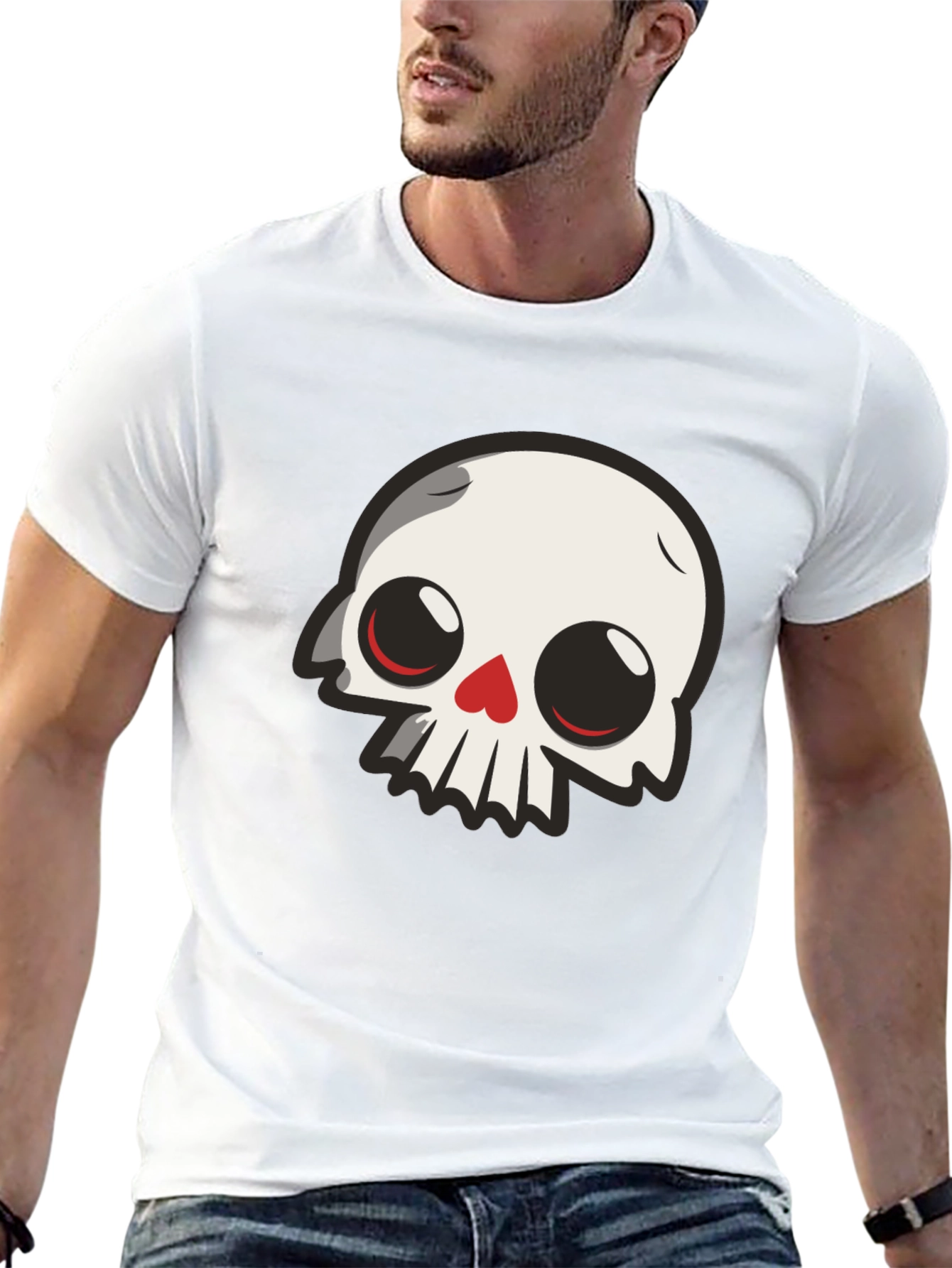 Cartoon Skull Graphic Black T-Shirt