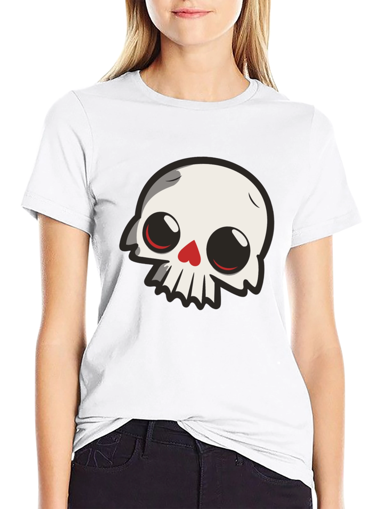 Cartoon Skull Graphic Black T-Shirt