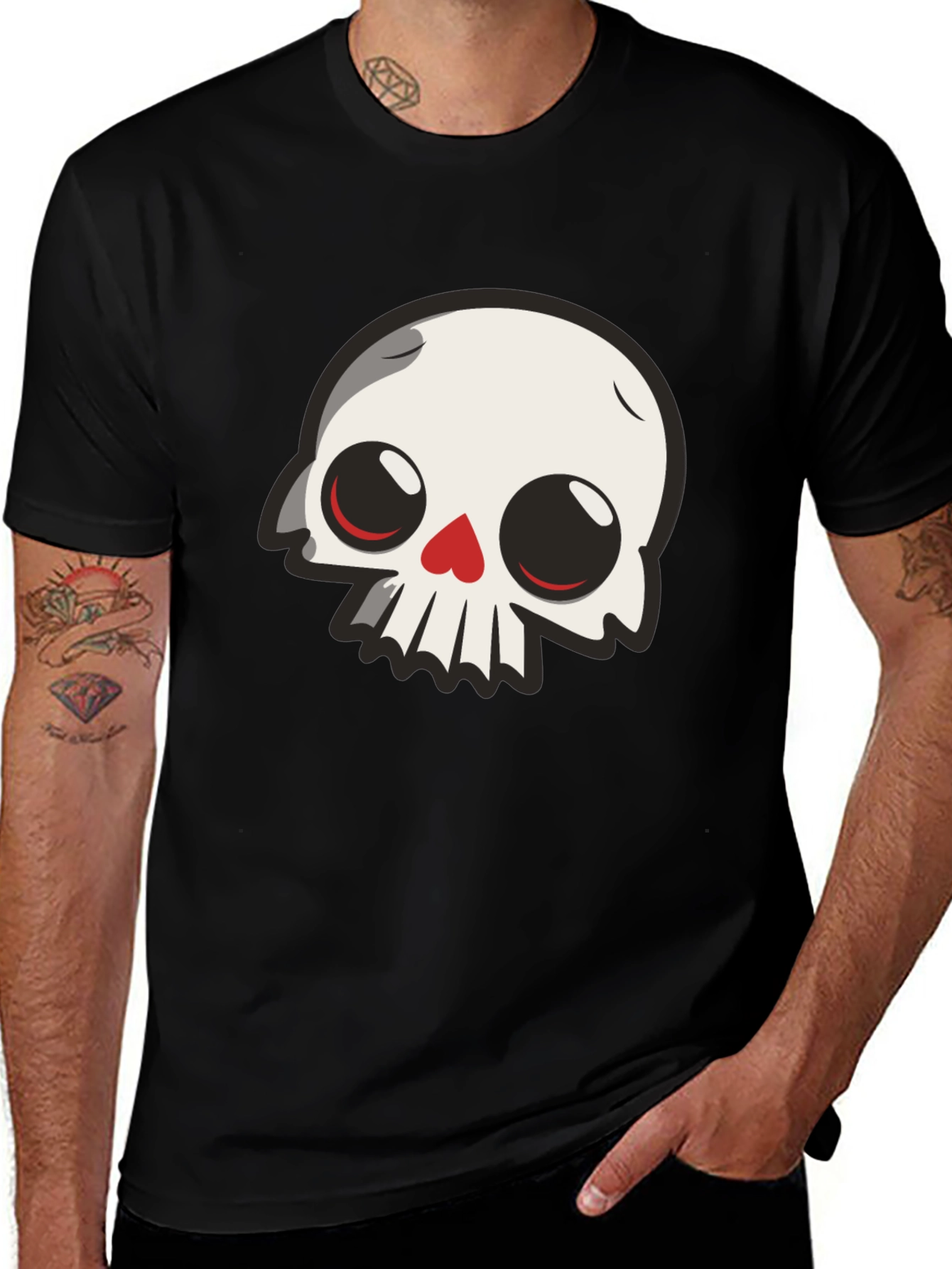 Cartoon Skull Graphic Black T-Shirt