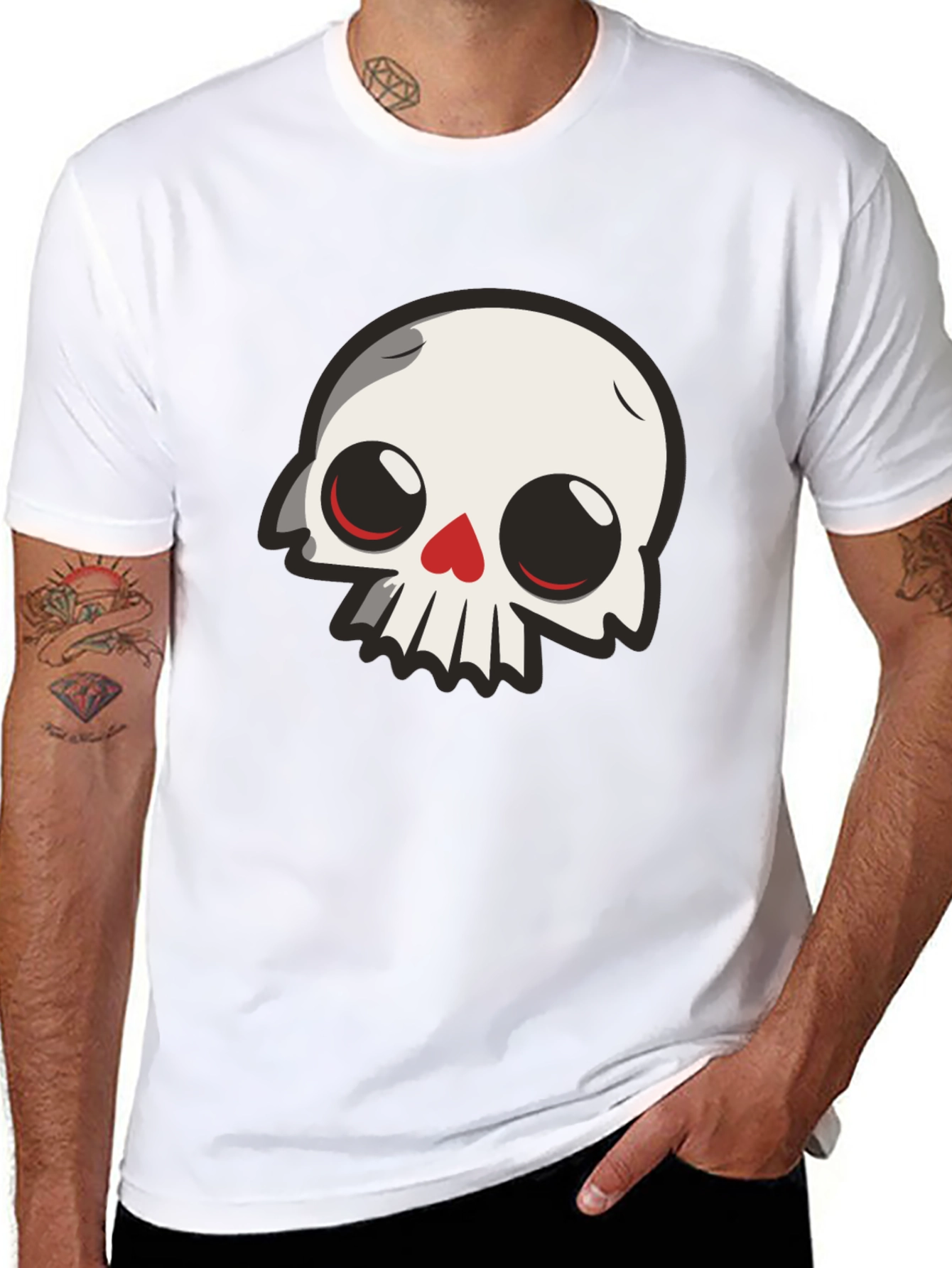 Cartoon Skull Graphic Black T-Shirt