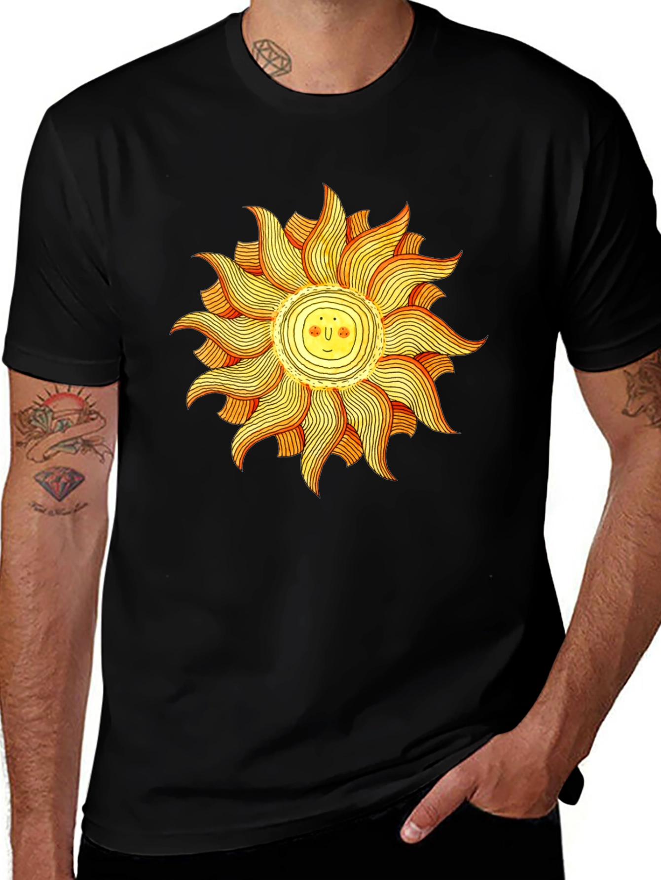 Smiling Sun Graphic Black Tee