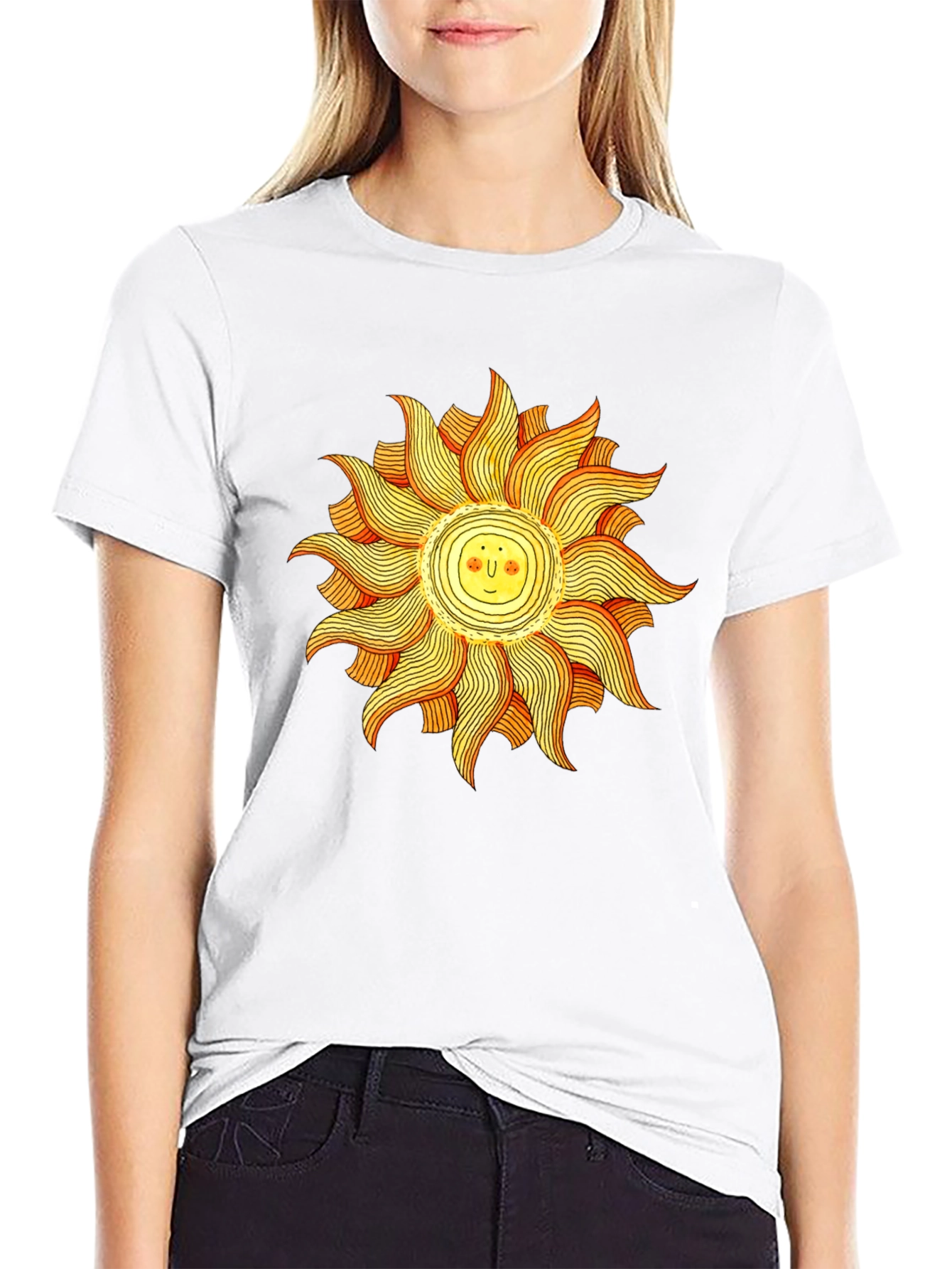 Smiling Sun Graphic Black Tee