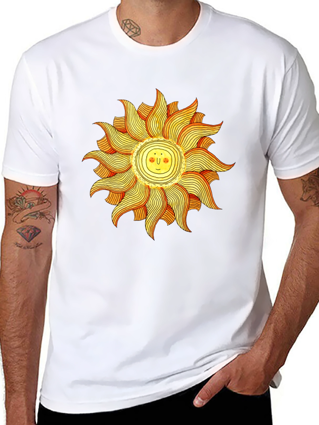 Smiling Sun Graphic Black Tee