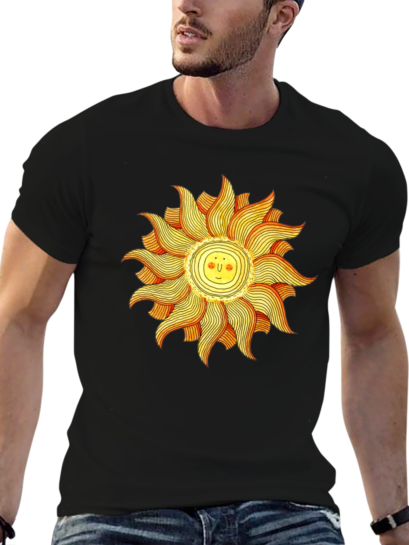 Smiling Sun Graphic Black Tee