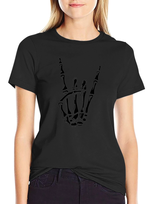 Skeleton Hand Rock On Graphic T-Shirt