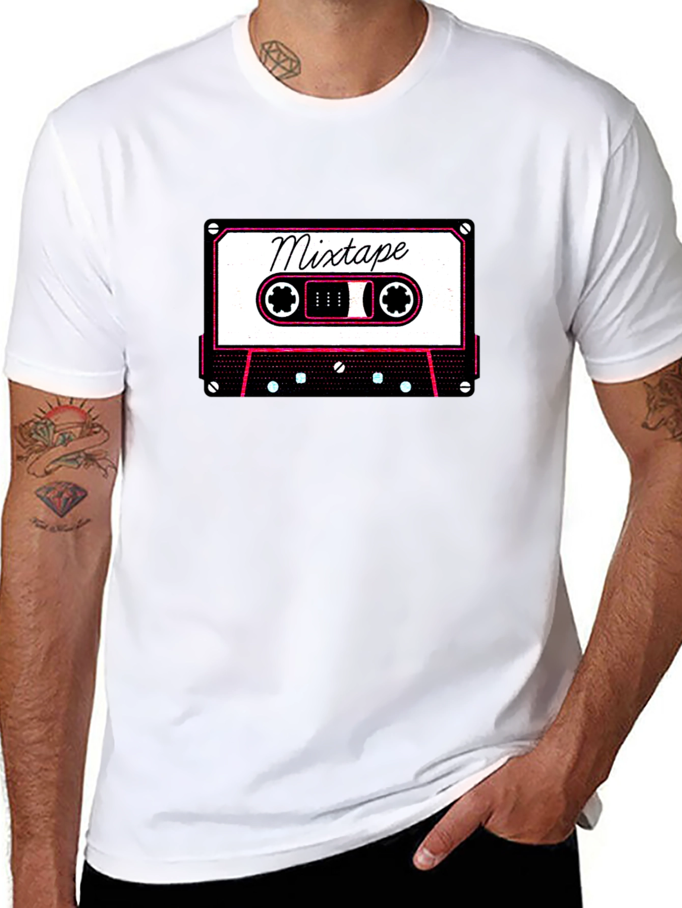 Retro Mixtape Graphic Tee - Cool Black T-Shirt