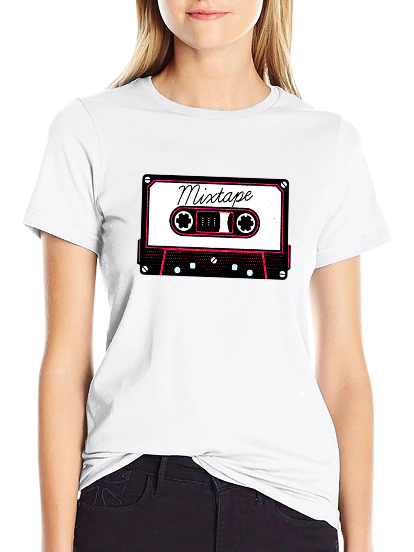 Retro Mixtape Graphic Tee - Cool Black T-Shirt