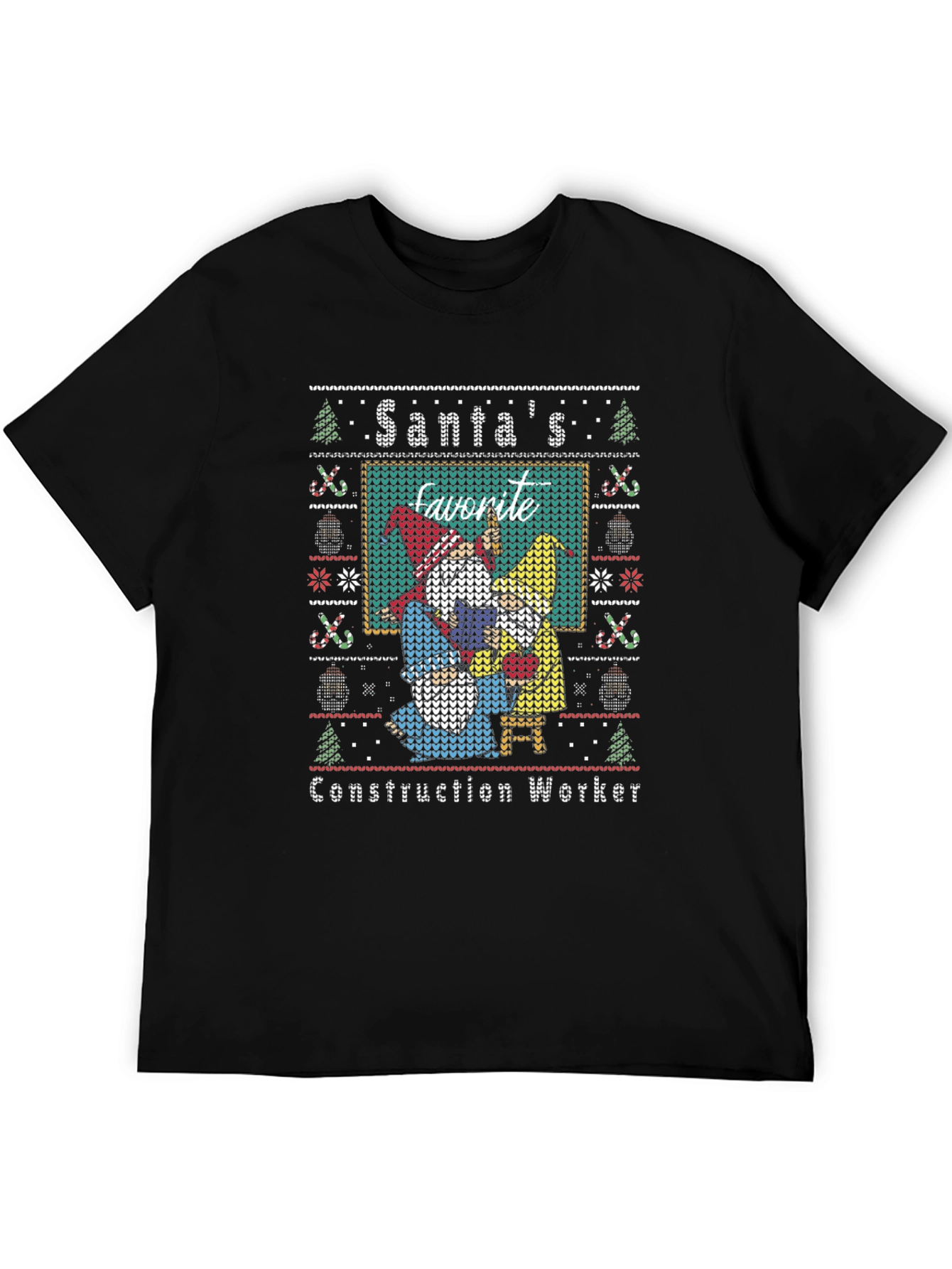 Santas Favorite Construction Worker Ugly Christmas T-Shirt