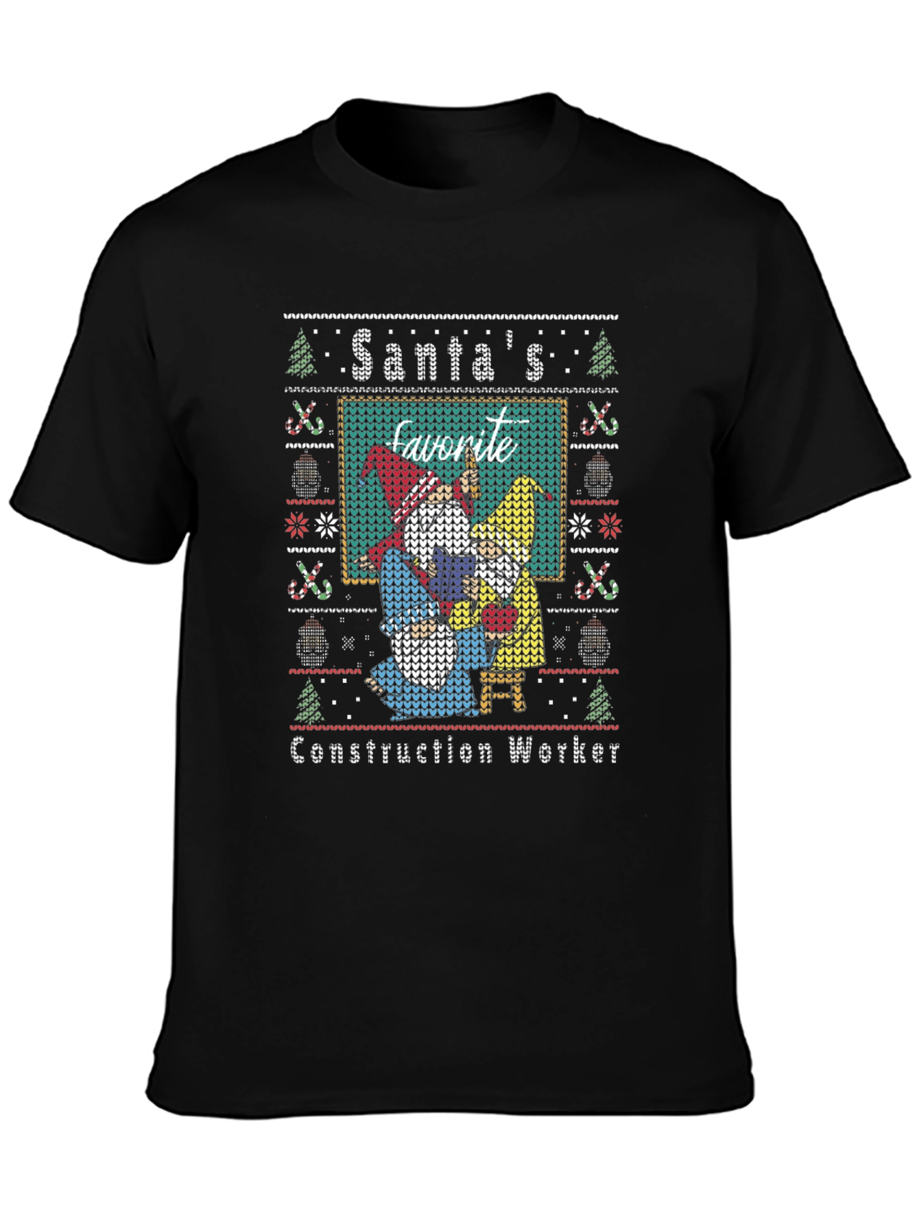 Santas Favorite Construction Worker Ugly Christmas T-Shirt
