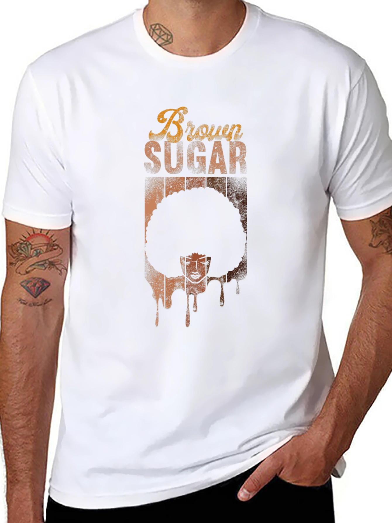 Brown Sugar Afro Graphic Tee - Retro Black T-Shirt