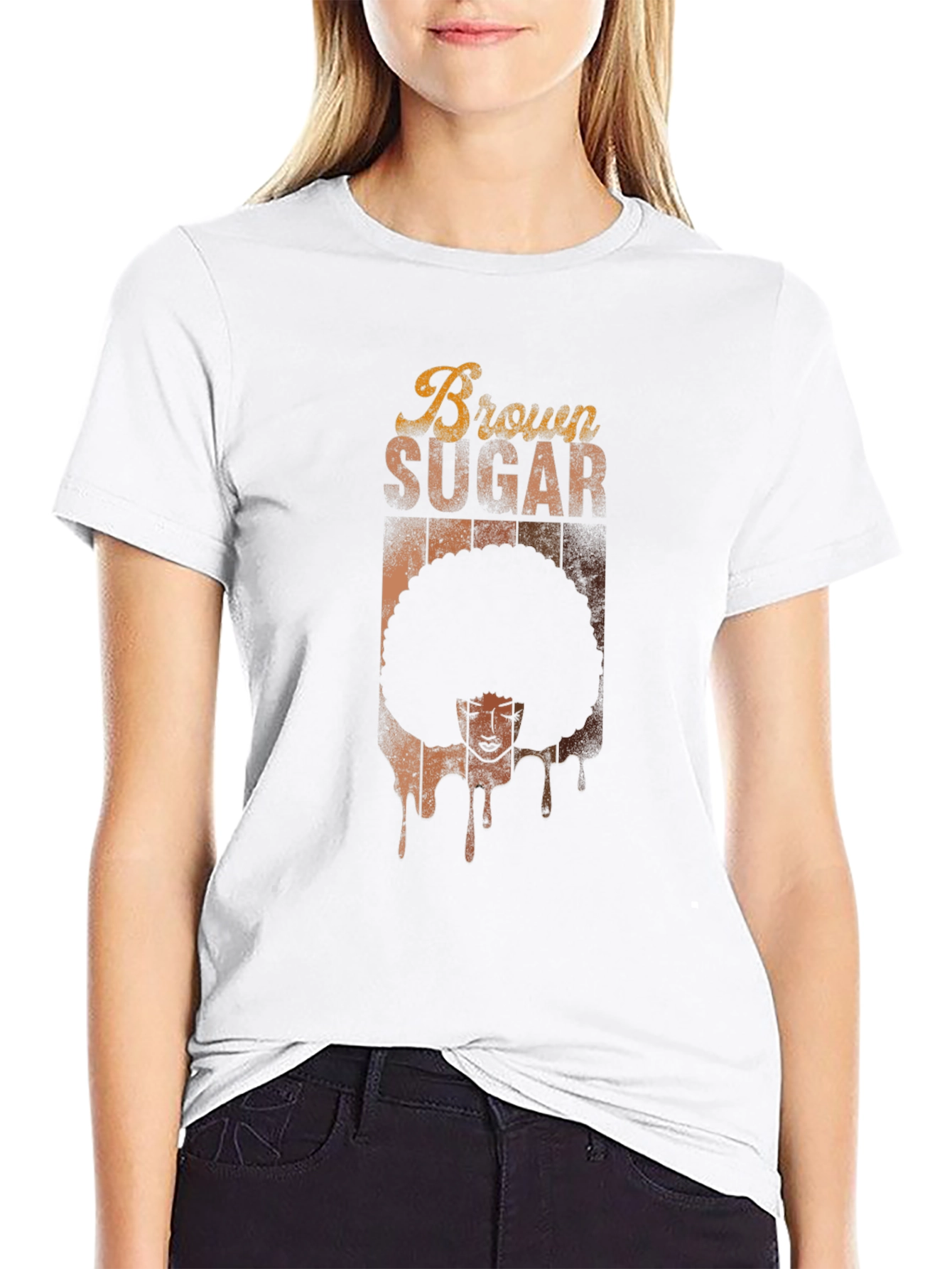 Brown Sugar Afro Graphic Tee - Retro Black T-Shirt