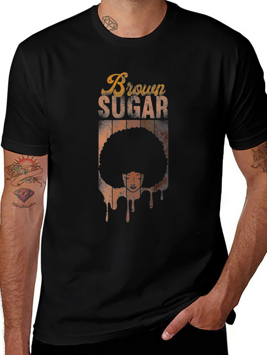 Brown Sugar Afro Graphic Tee - Retro Black T-Shirt