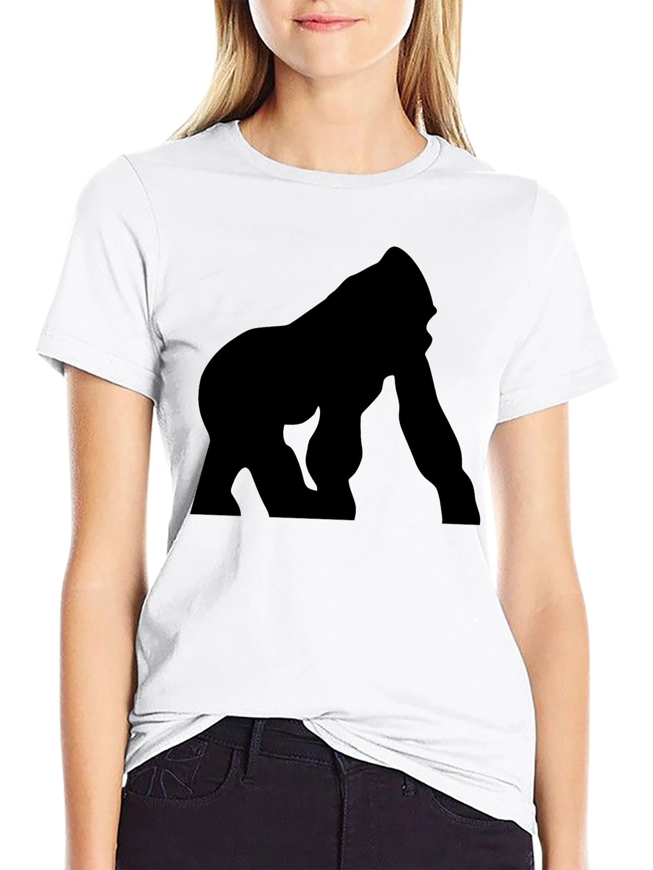 Silhouette Gorilla Graphic Tee - Black Cotton T-Shirt