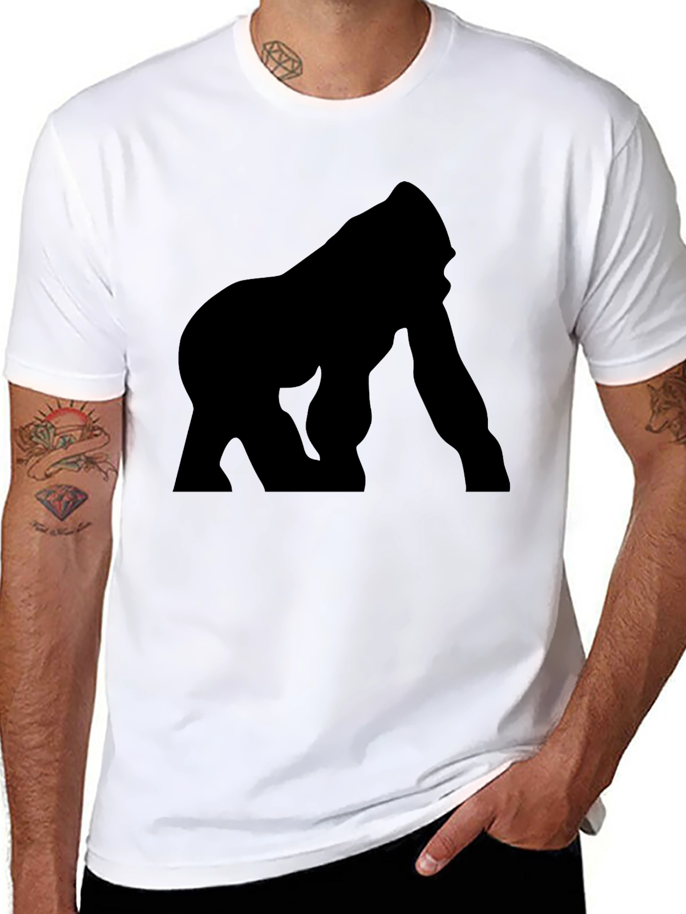Silhouette Gorilla Graphic Tee - Black Cotton T-Shirt