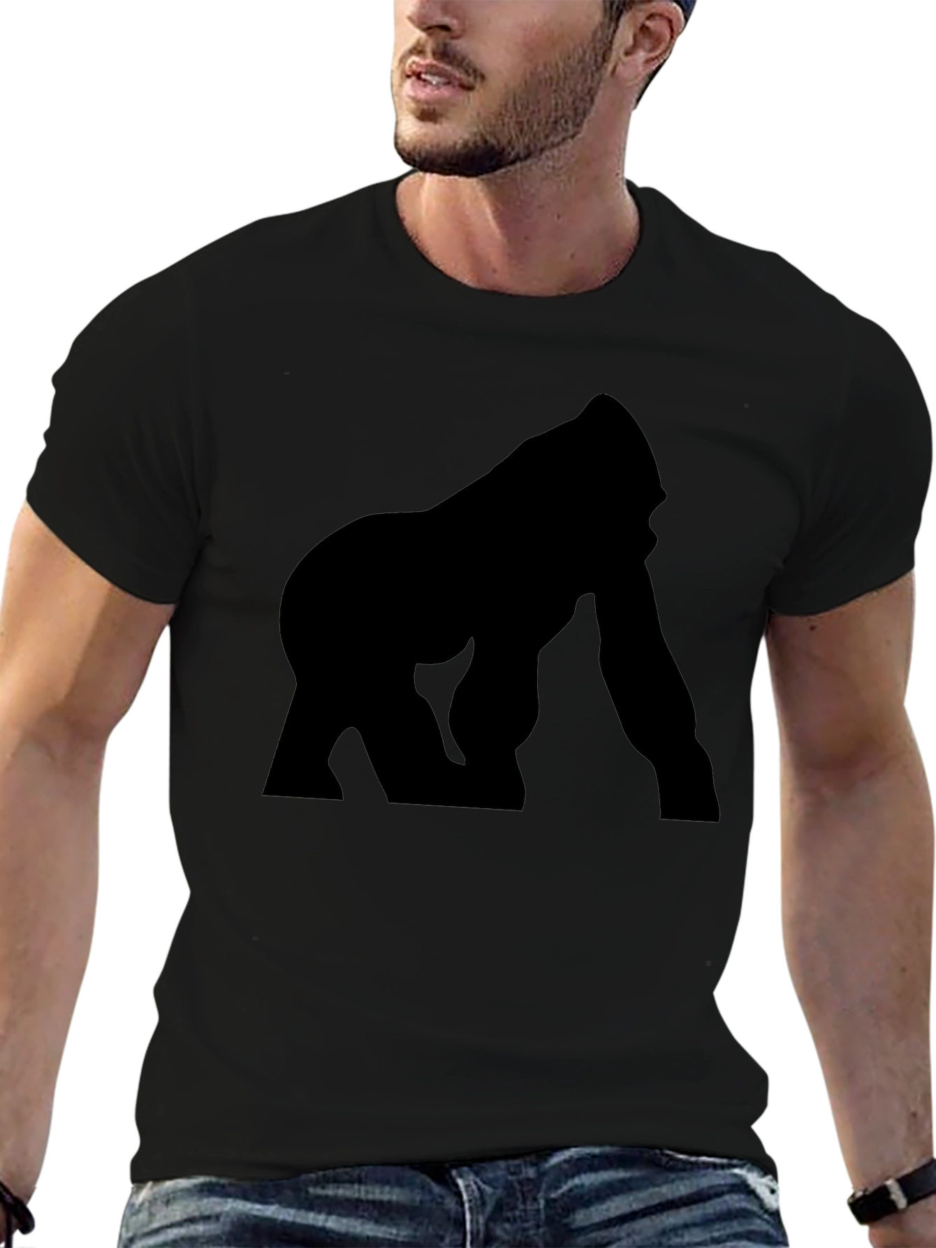 Silhouette Gorilla Graphic Tee - Black Cotton T-Shirt