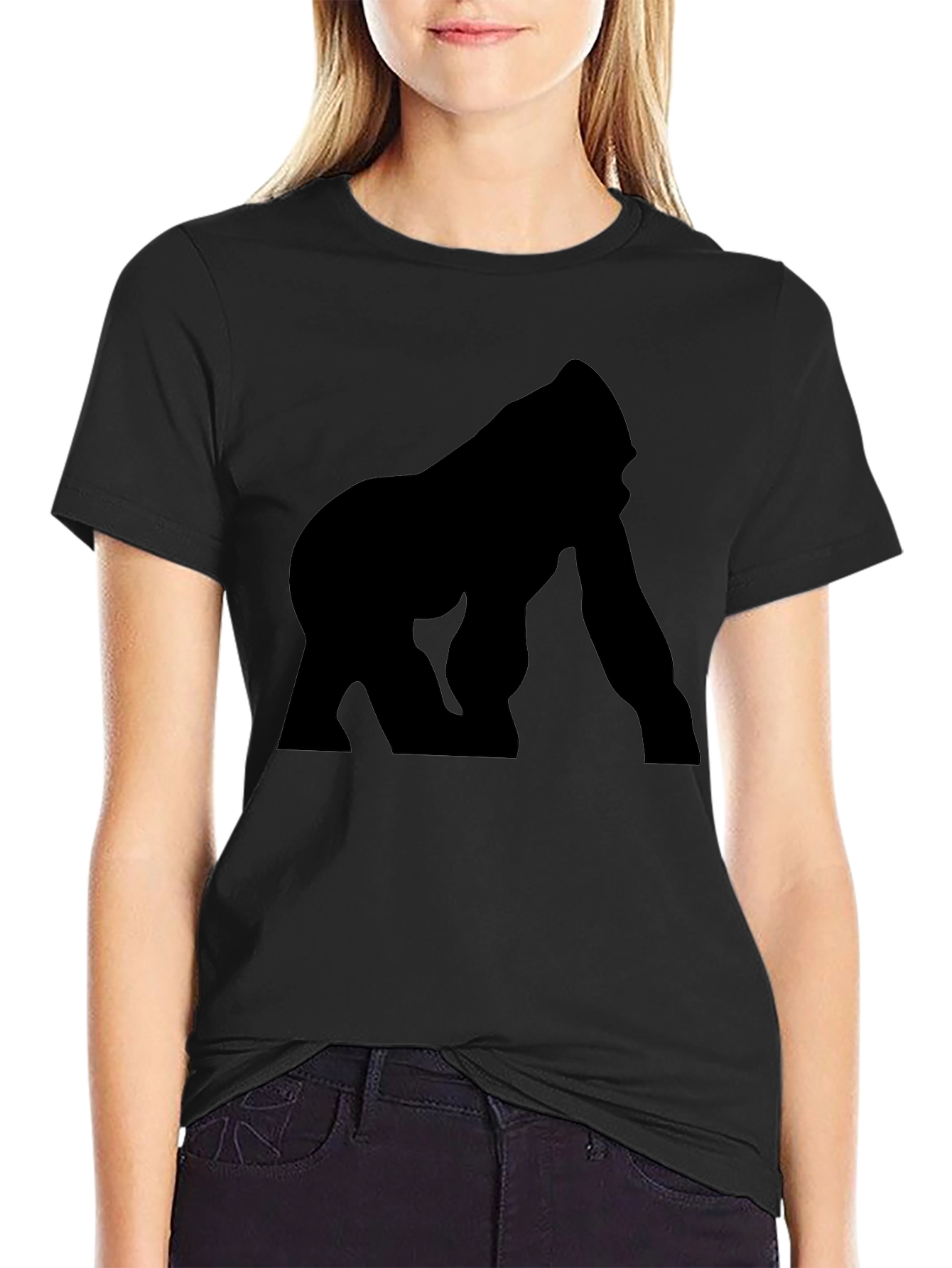 Silhouette Gorilla Graphic Tee - Black Cotton T-Shirt