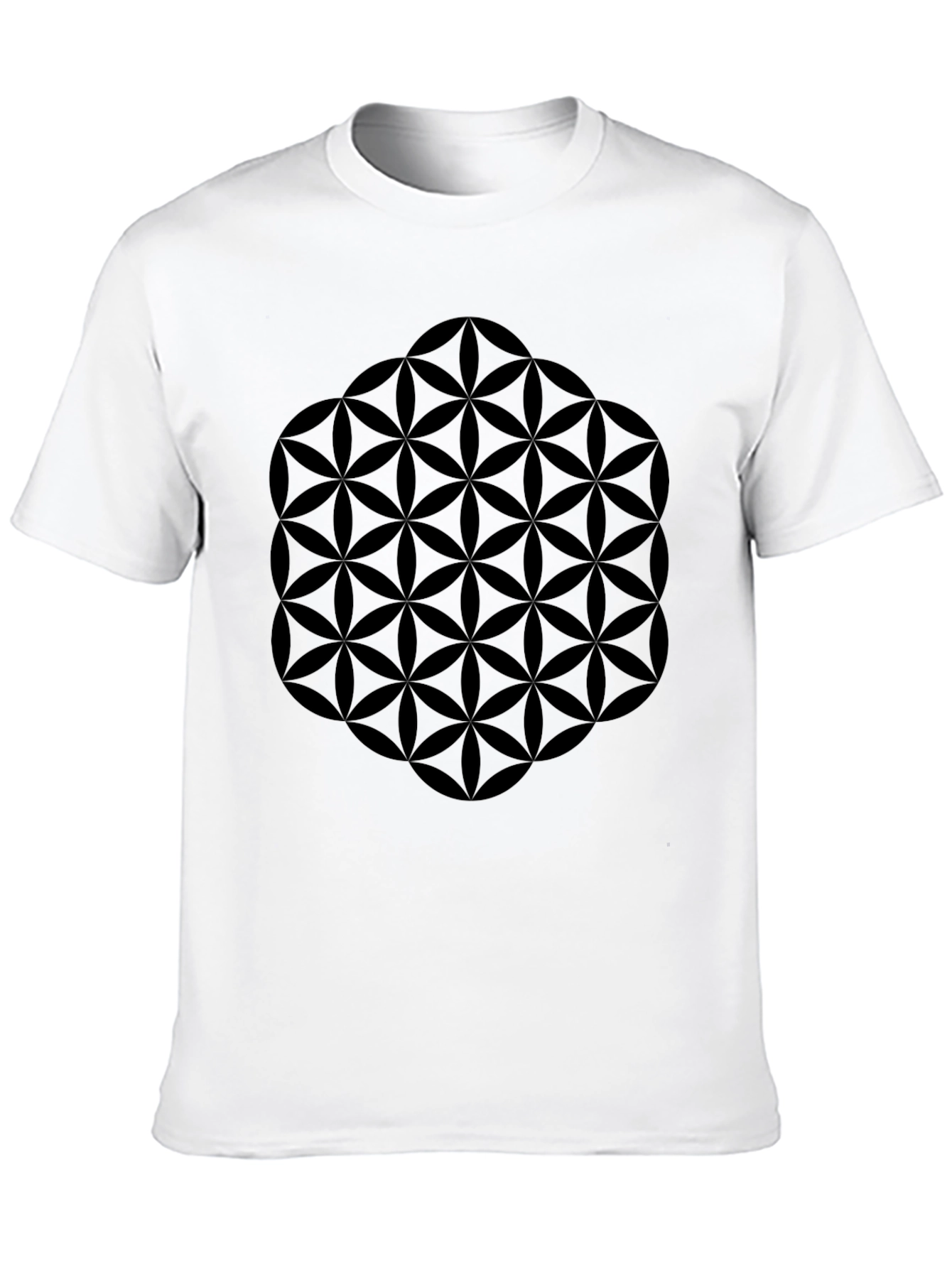 Black Geometric Flower of Life Graphic Tee
