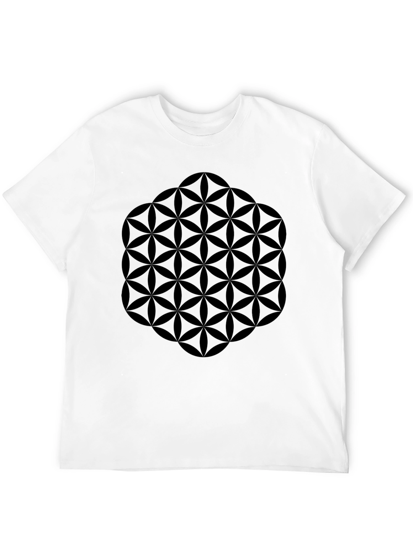 Black Geometric Flower of Life Graphic Tee