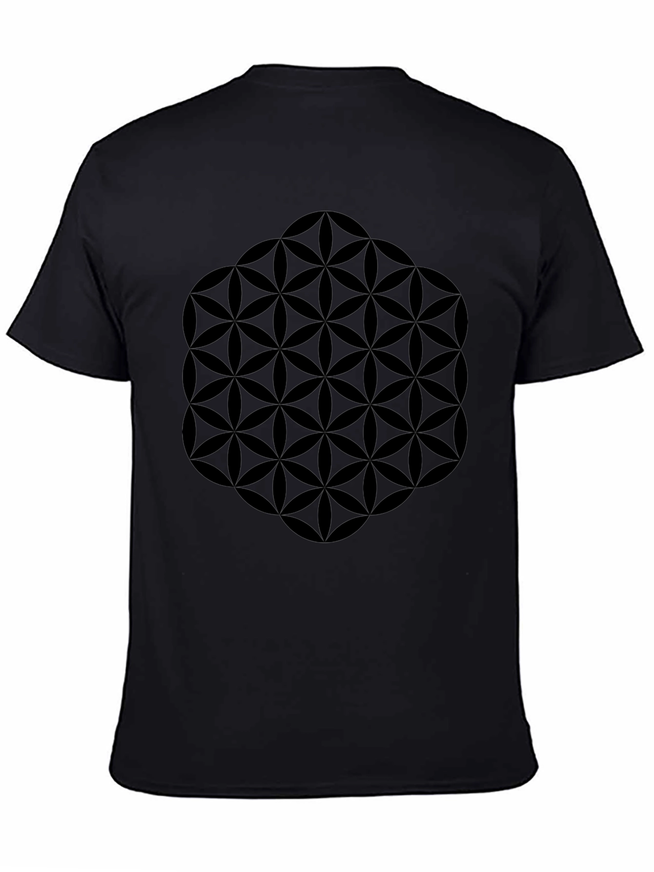 Black Geometric Flower of Life Graphic Tee