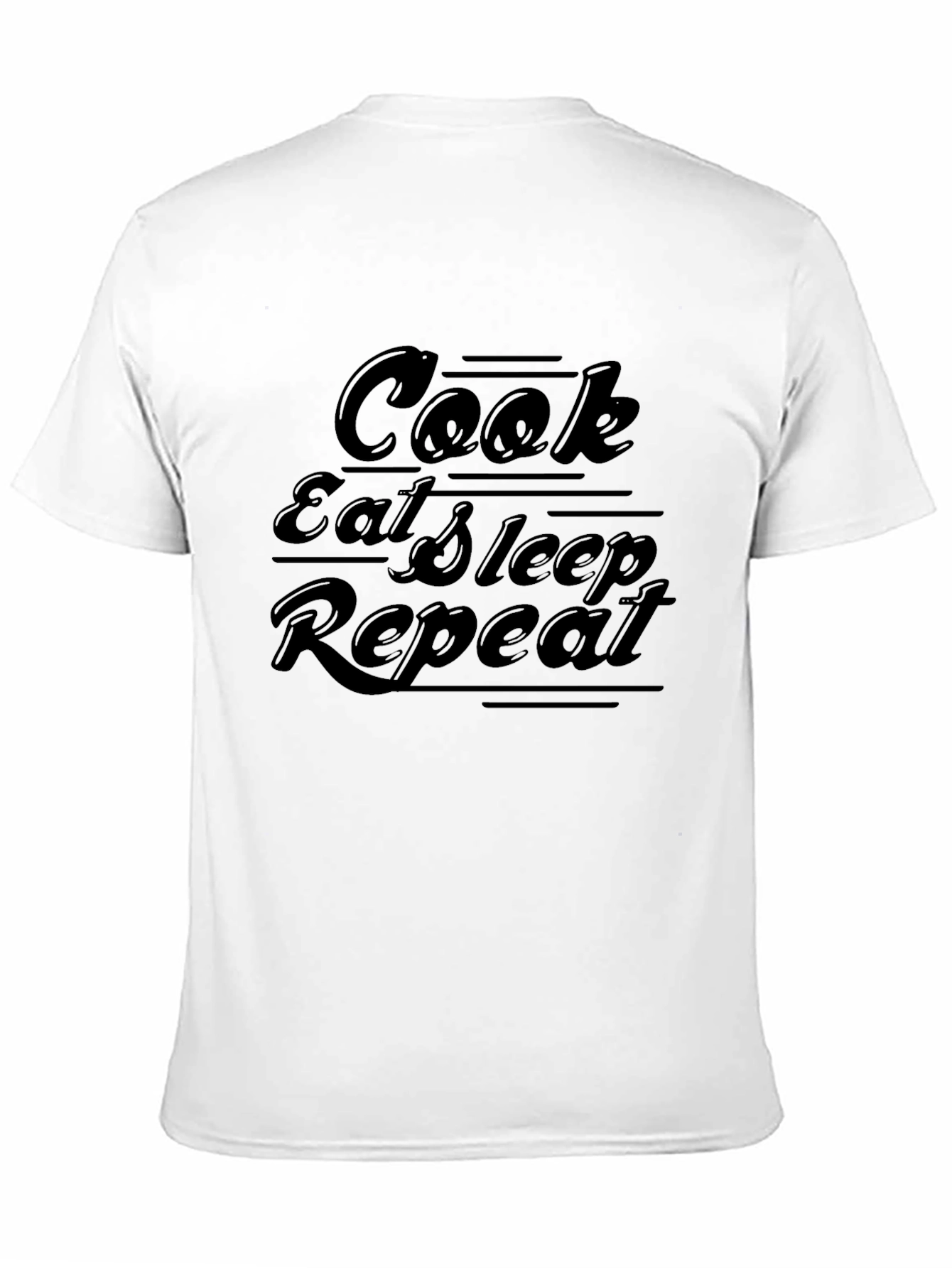 Cook Eat Sleep Repeat Mens Black T-Shirt