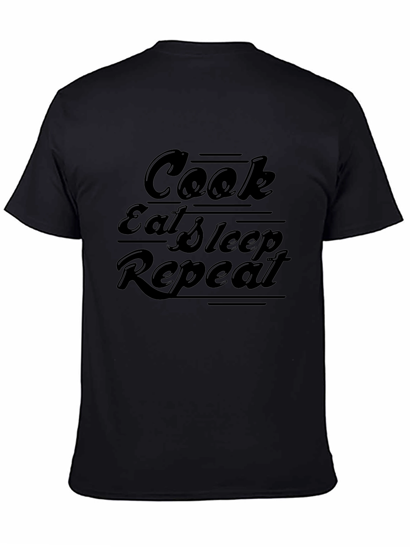 Cook Eat Sleep Repeat Mens Black T-Shirt