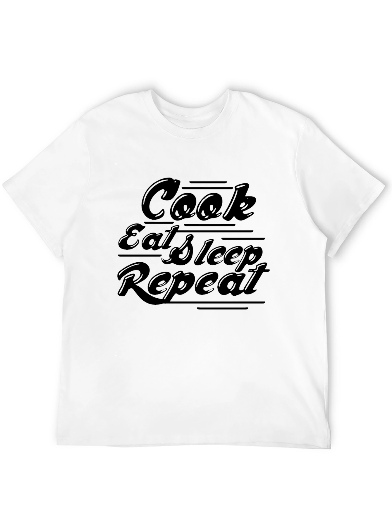 Cook Eat Sleep Repeat Mens Black T-Shirt