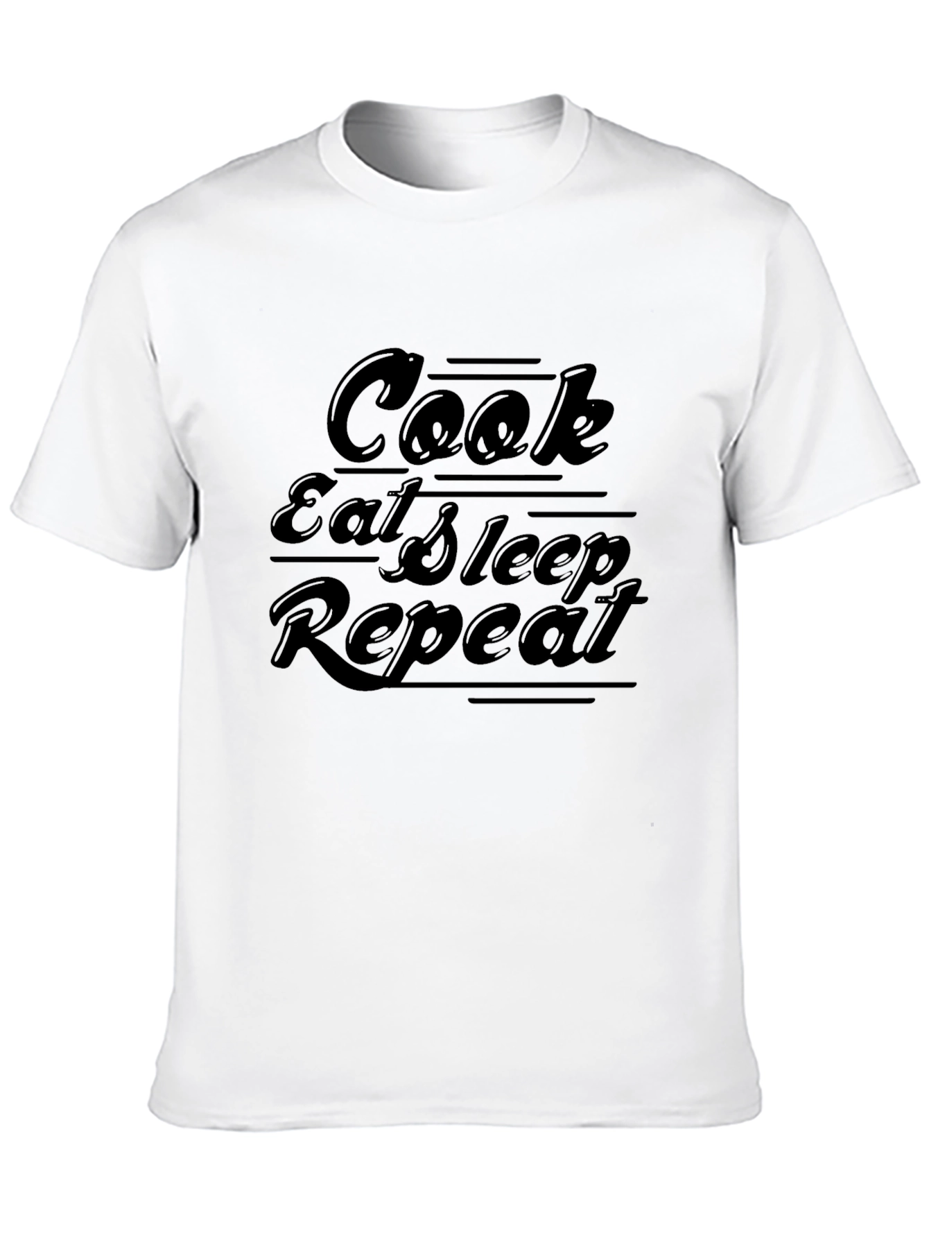 Cook Eat Sleep Repeat Mens Black T-Shirt