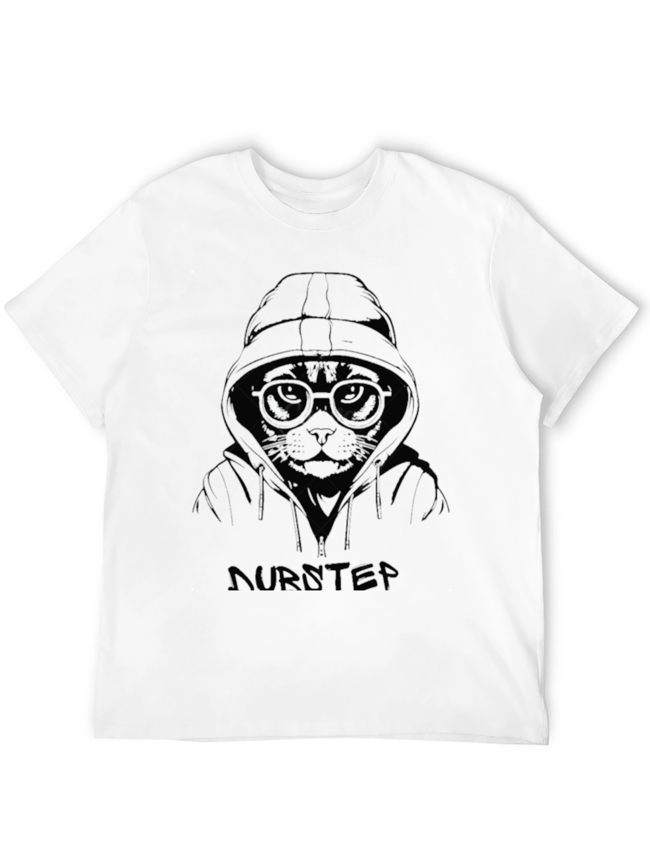 Cool Cat Hoodie Graphic Tee - Black