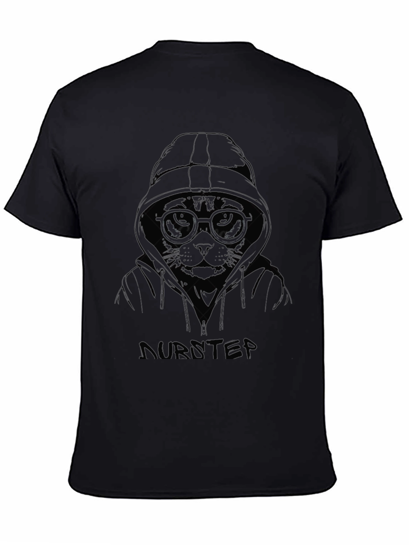 Cool Cat Hoodie Graphic Tee - Black