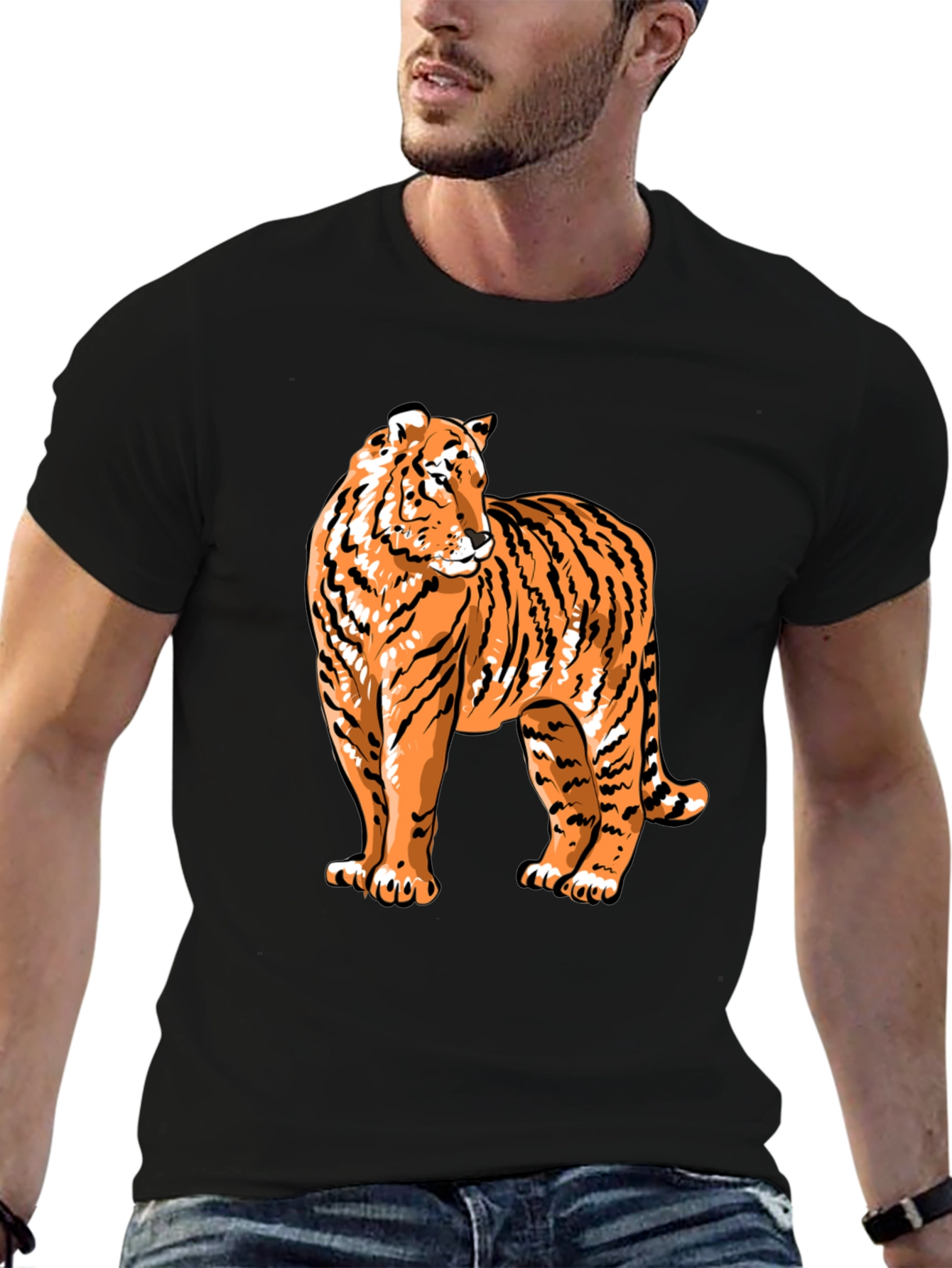 Cool Tiger Graphic Black T-Shirt