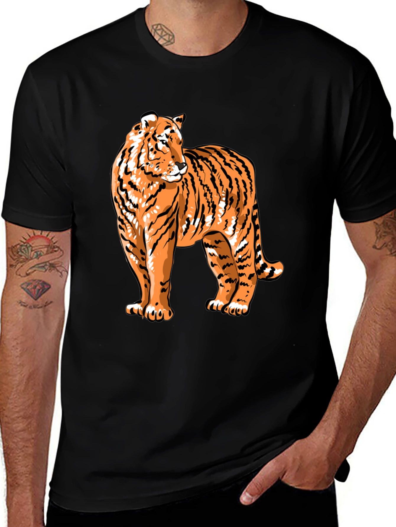 Cool Tiger Graphic Black T-Shirt