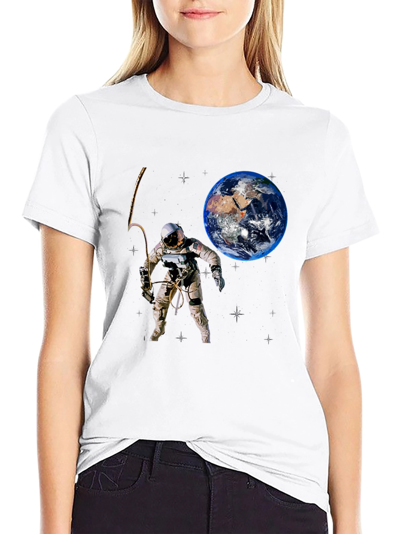 Astronaut & Earth Graphic Tee - Space Adventure Shirt