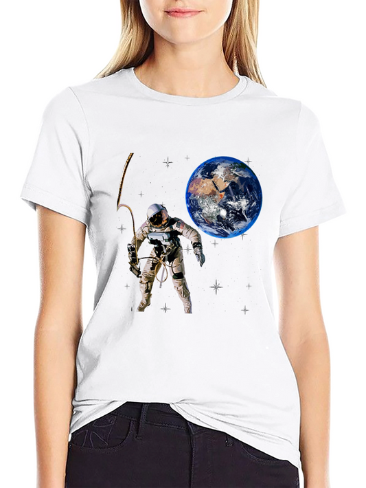 Astronaut & Earth Graphic Tee - Space Adventure Shirt