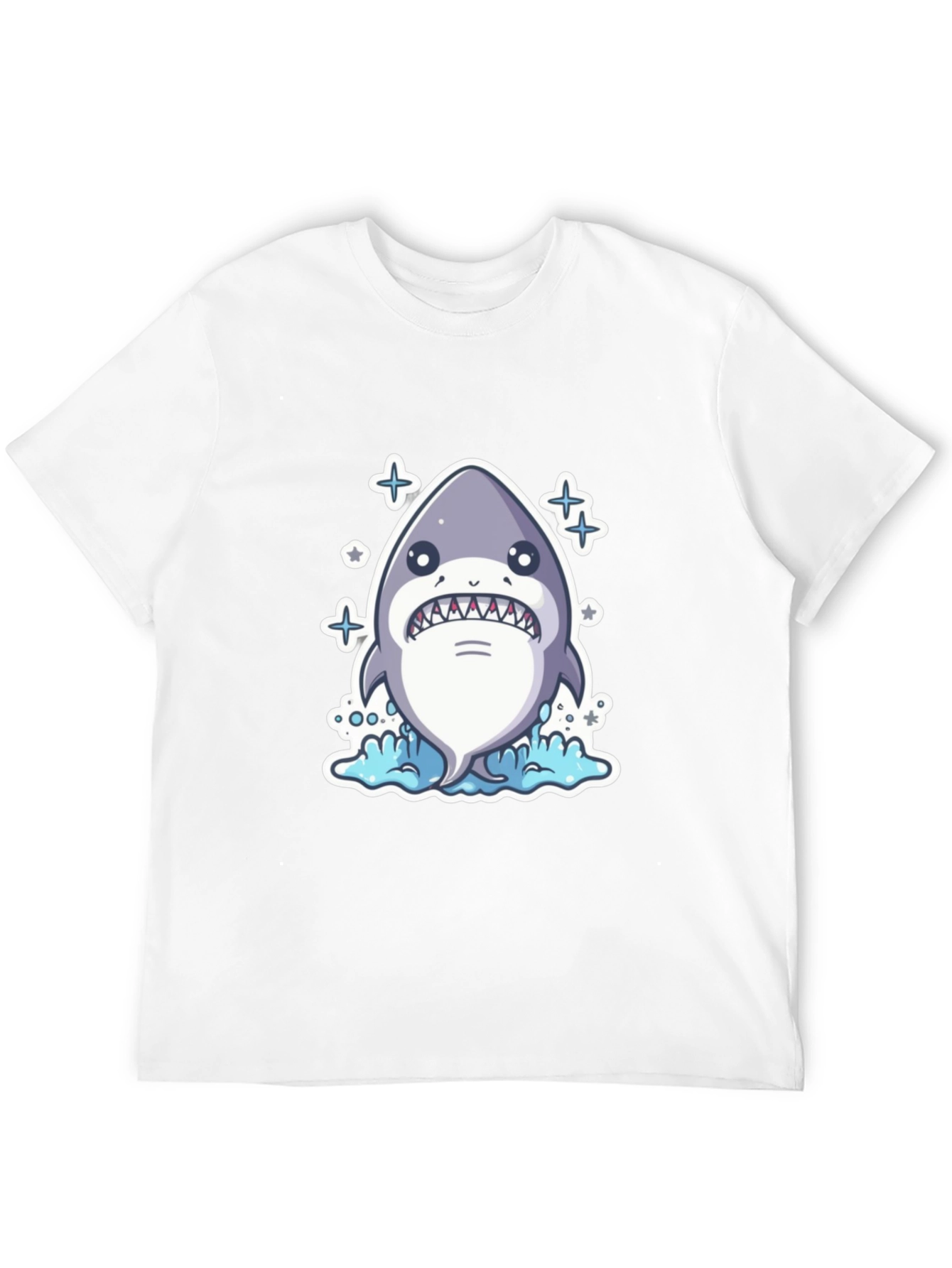 Cartoon Shark Black T-Shirt