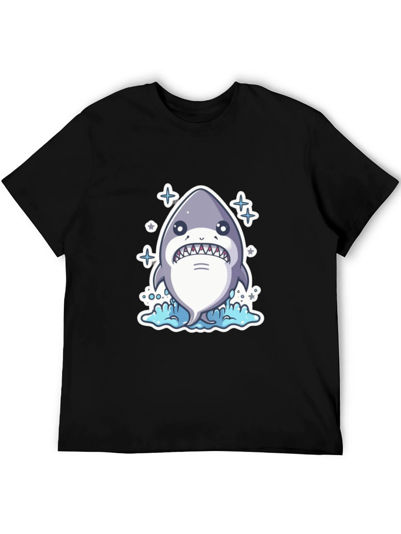 Cartoon Shark Black T-Shirt