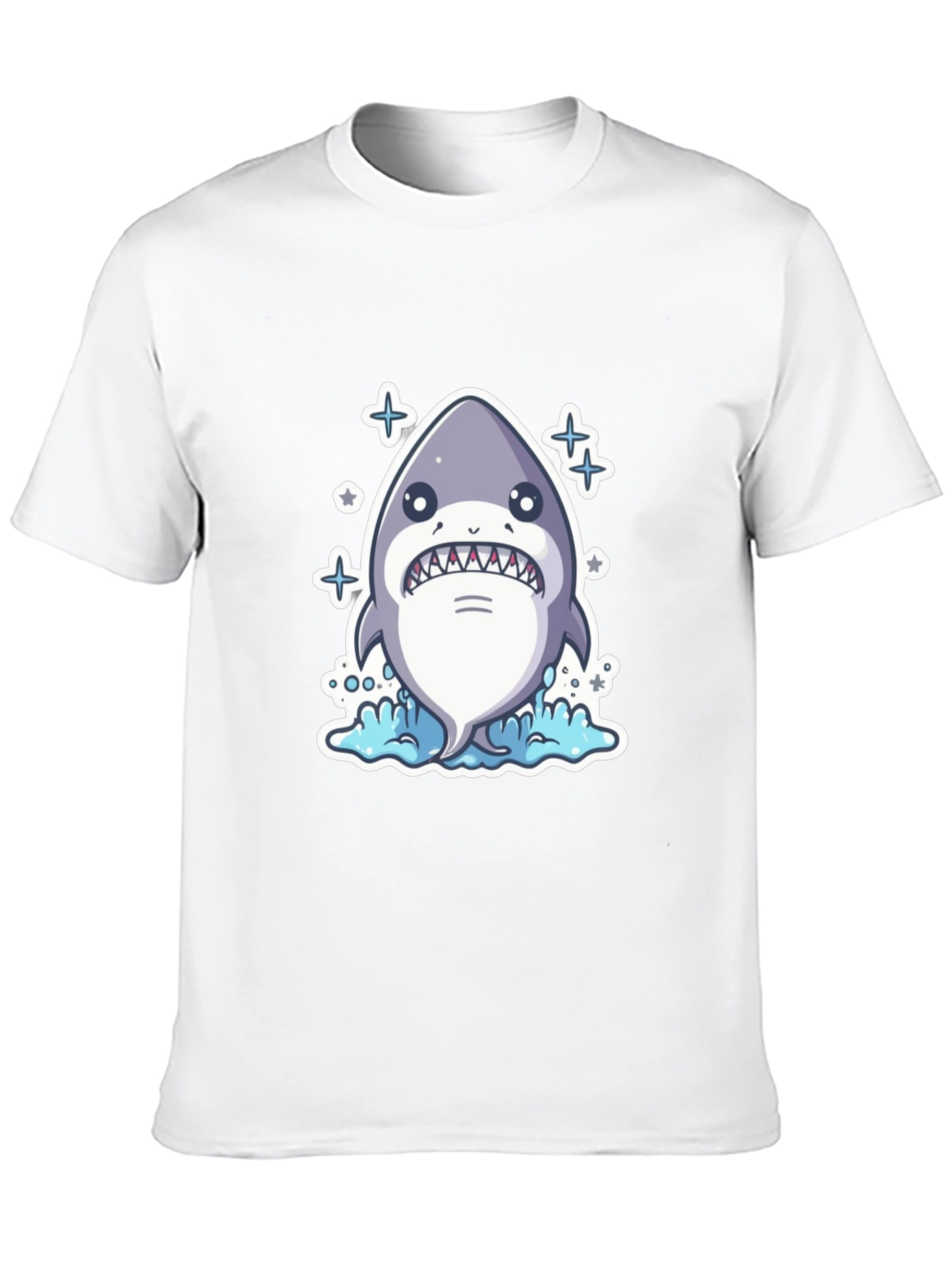 Cartoon Shark Black T-Shirt